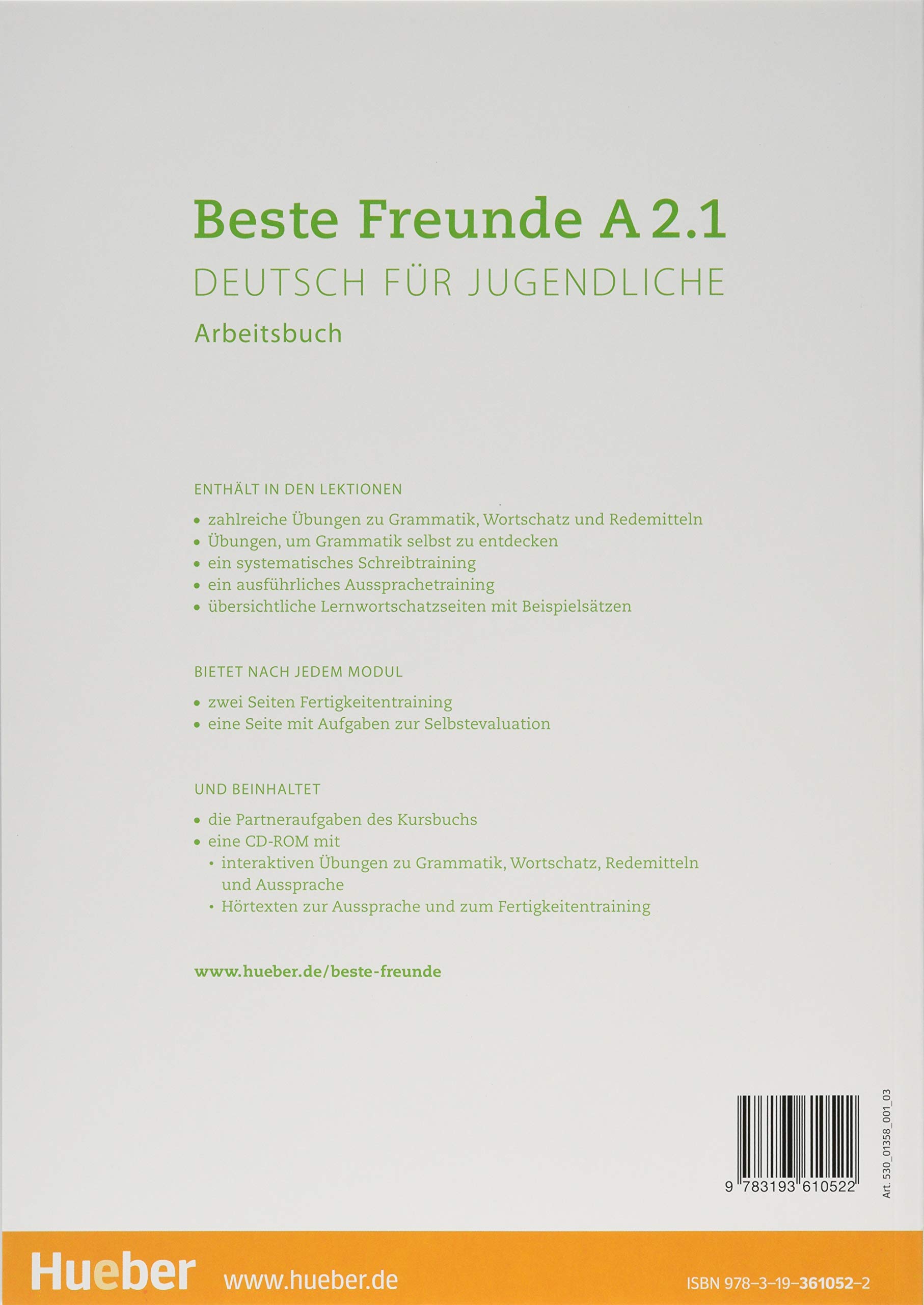 Beste Freunde A2.1: Deutsch für Jugendliche.Deutsch als Fremdsprache / Arbeitsbuch mit CD-ROM