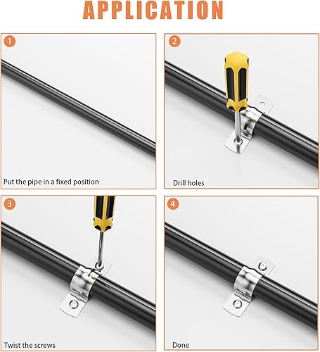 Miniatura 6 de AKIHISA Kit surtido de 220 abrazaderas de correa de tubería de 14 tamaños, M5-M40 2 agujeros de correa de tubo en U, juego de abrazaderas de acero