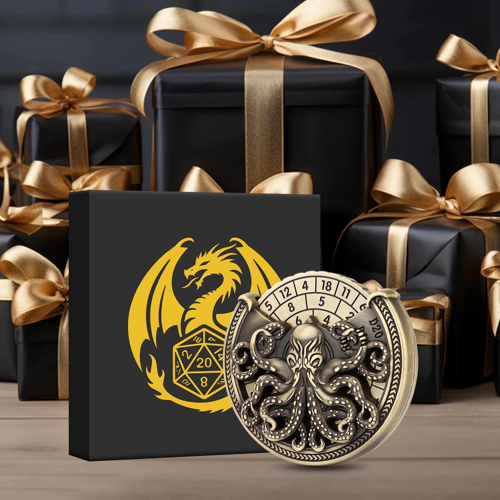 Set di dadi per D&D, set di dadi metallici 7 in 1, con giroscopio a punta di dita, set di dadi per roulette e polpi, set di dadi per D&D, regali di D&D con confezione regalo, accessori per giochi di