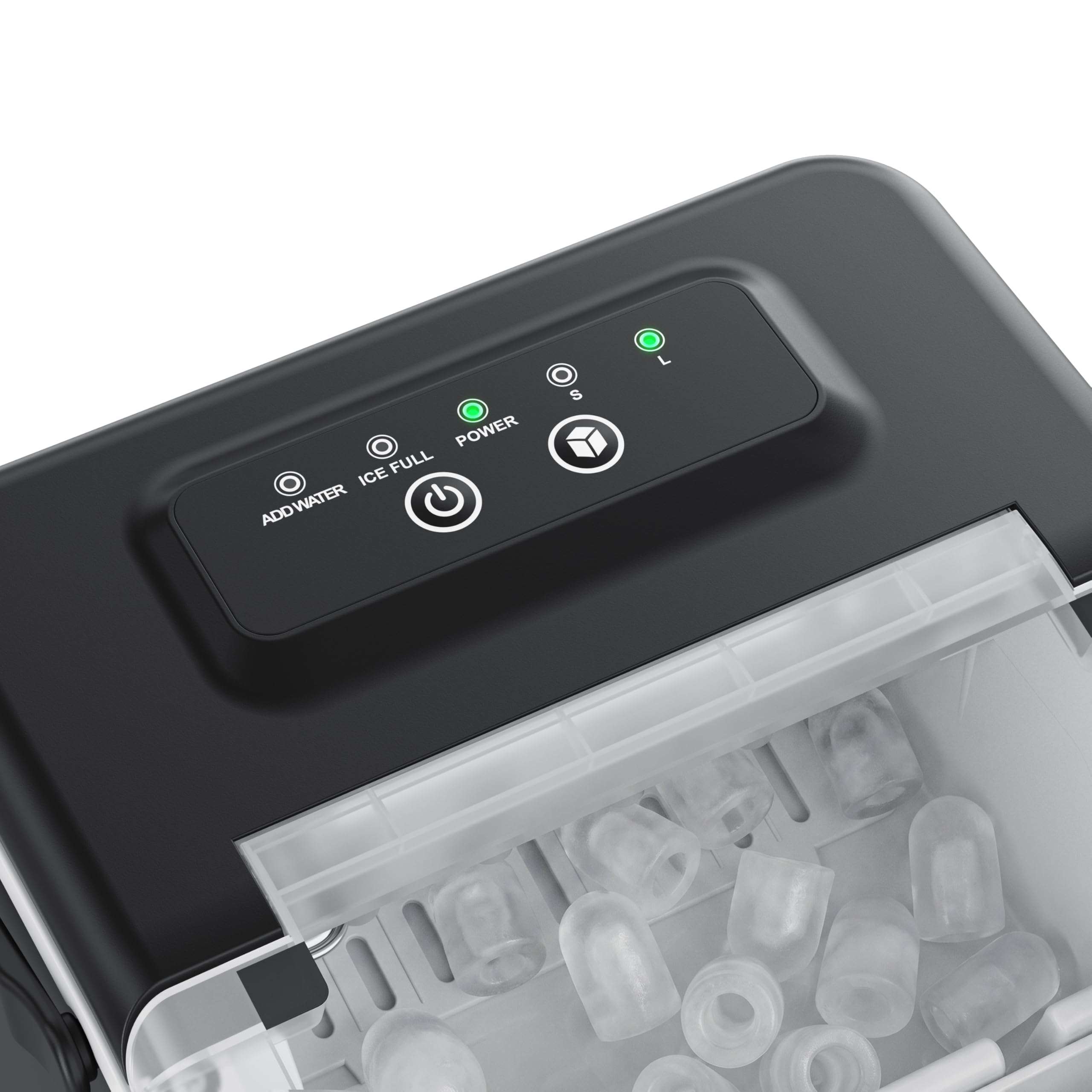 Arendo - Eiswürfelmaschine klein – max. 12 kg Eis pro Tag – 2 Größen große Würfel und kleine Würfel - großes Sichtfenster – doppelwandig – Eiswürfel Bullet – Tragegriff - Ice Maker