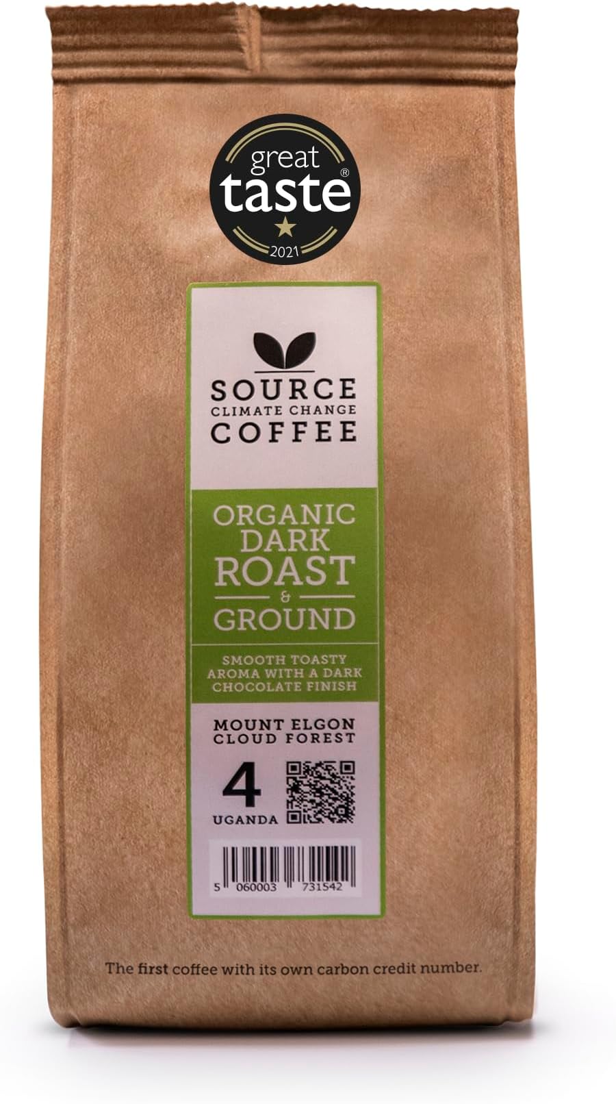 Organic Uganda Coffee Beans– Award Winning Medium-Dark Roast by Source Climate Change Coffee – Single Origin 100% Arabica – Smooth toasty Aroma with Dark Chocolate Finish, Freshly Roasted 227g bag