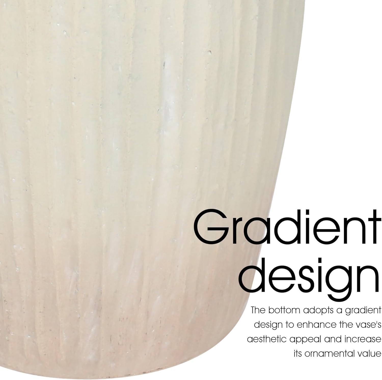 Oakrain 15" Tall Rustic Vase, Decorative Flower Vase for Table with Gradient Design, Large Floor Planter for Indoor Plants, Home Decor, Living Room, Entryway, Beige - Image 7