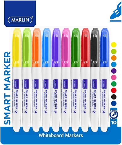 Marlin Whiteboard Smart Marker 10-Piece Set, Assorted