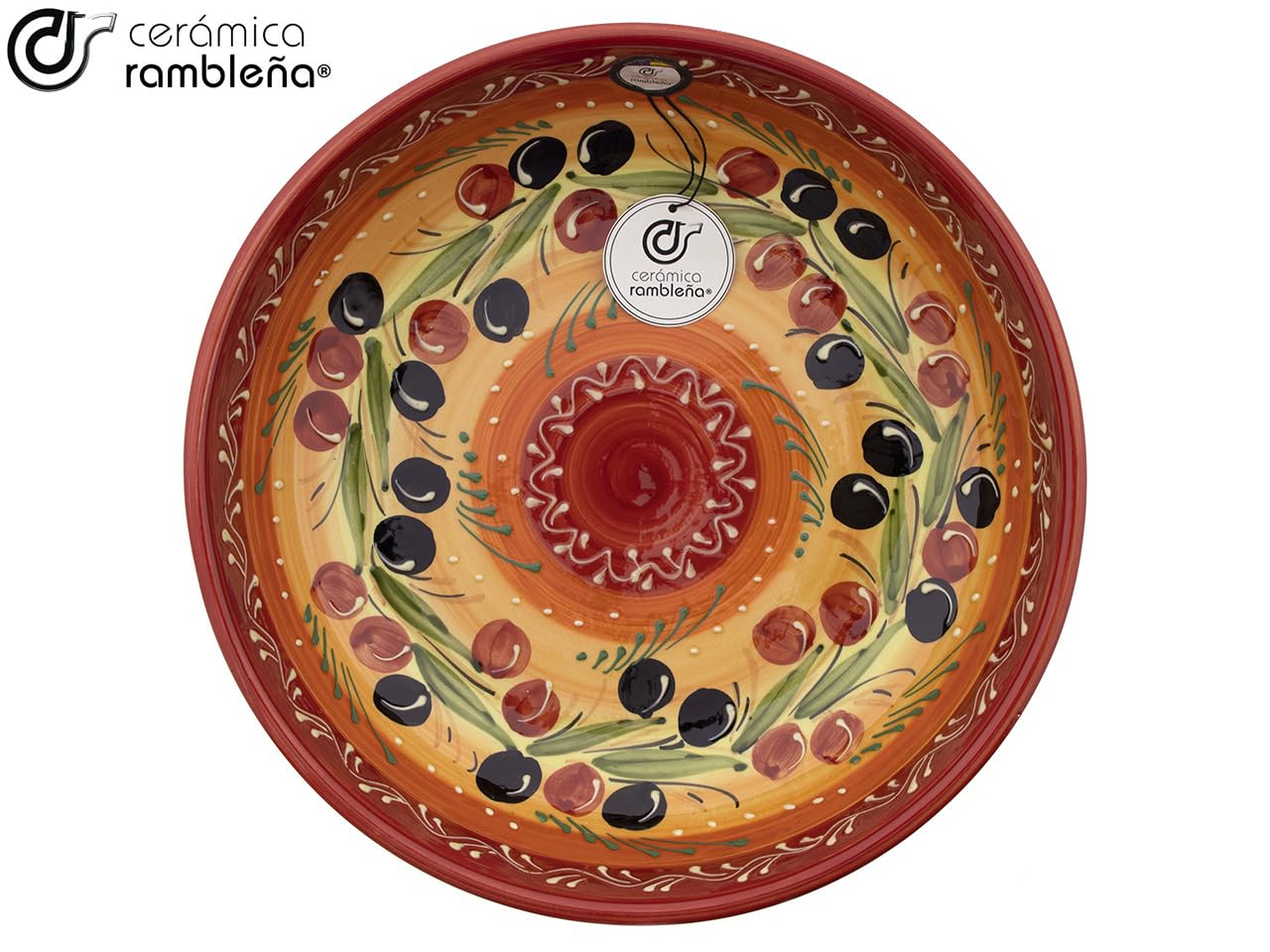 CERAMIKA RAMBLEŃSKA | Ceramiczna miska do sałatek | Oryginalne salaterki | Oliwki do sałatek - Model 31 | 100% ręcznie robiona dekoracja | 23x23x6 cm