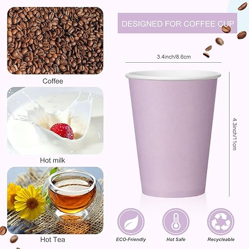 Miniatura 23 de Patelai 48 tazas de café desechables de 12 onzas con tapas y fundas a granel, taza de papel de chocolate caliente aislada para bebidas calientes