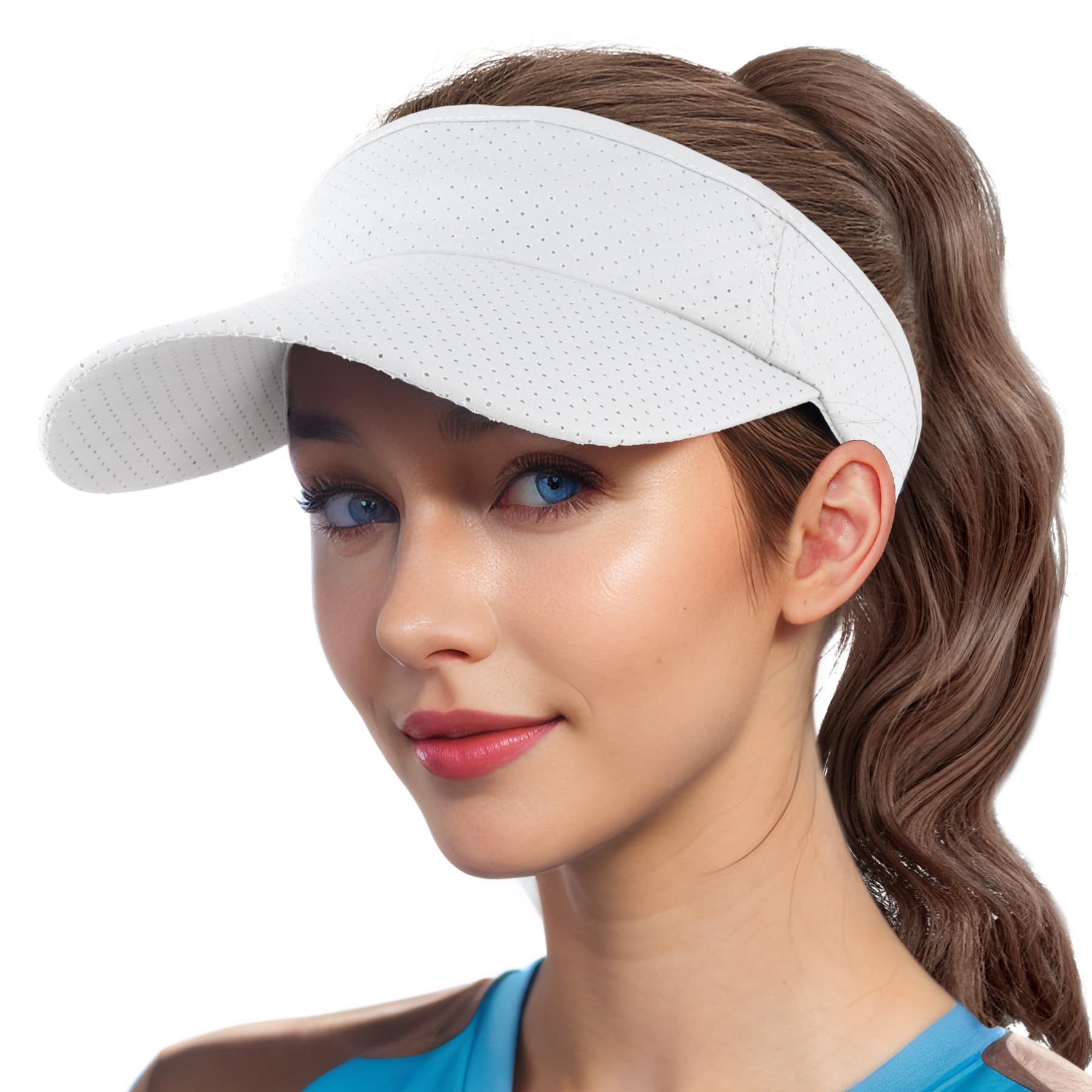 Sun Visor Hat - Sports Sun Visors for Women Cotton Twill Adjustable Golf Beach Running Tennis Sun Protection Cap