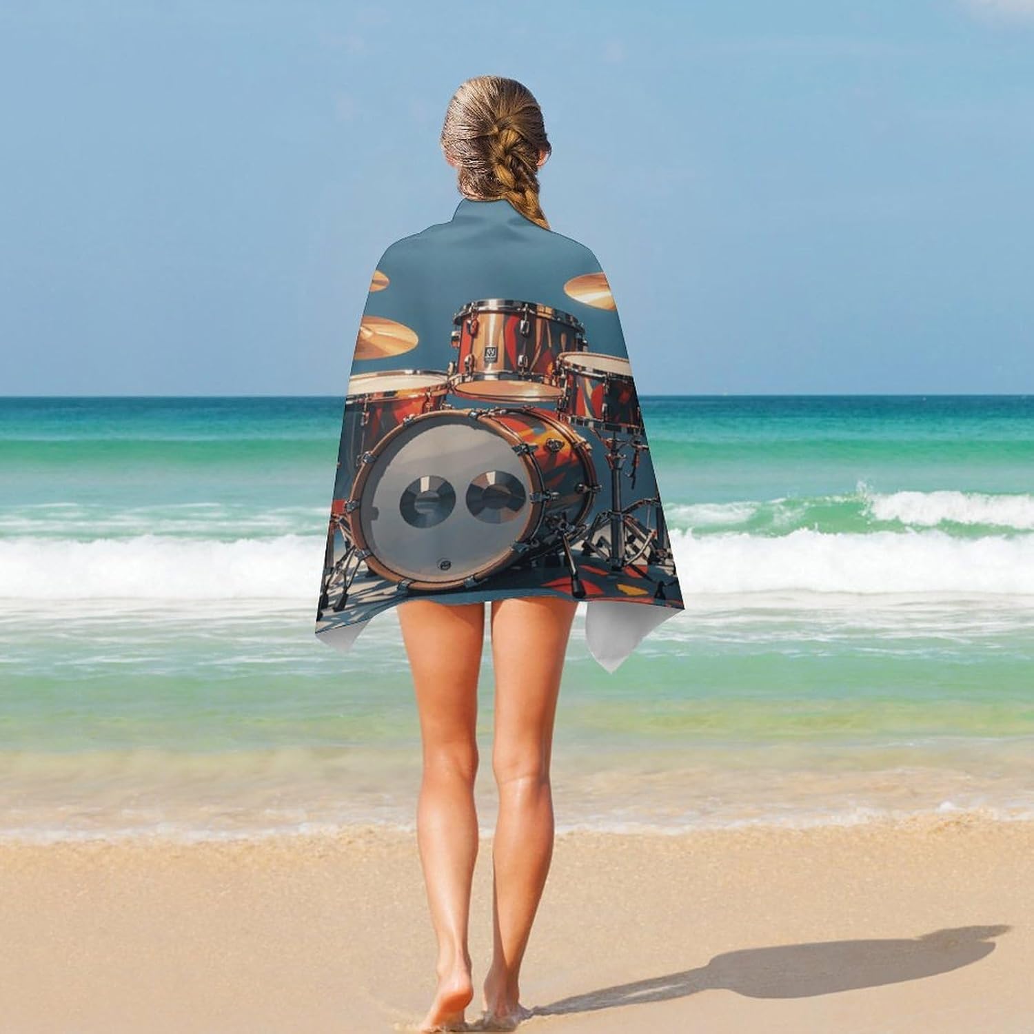 Sand Free Cool Drum Set Beach Towel for Pool Bath 31x51 in image 5