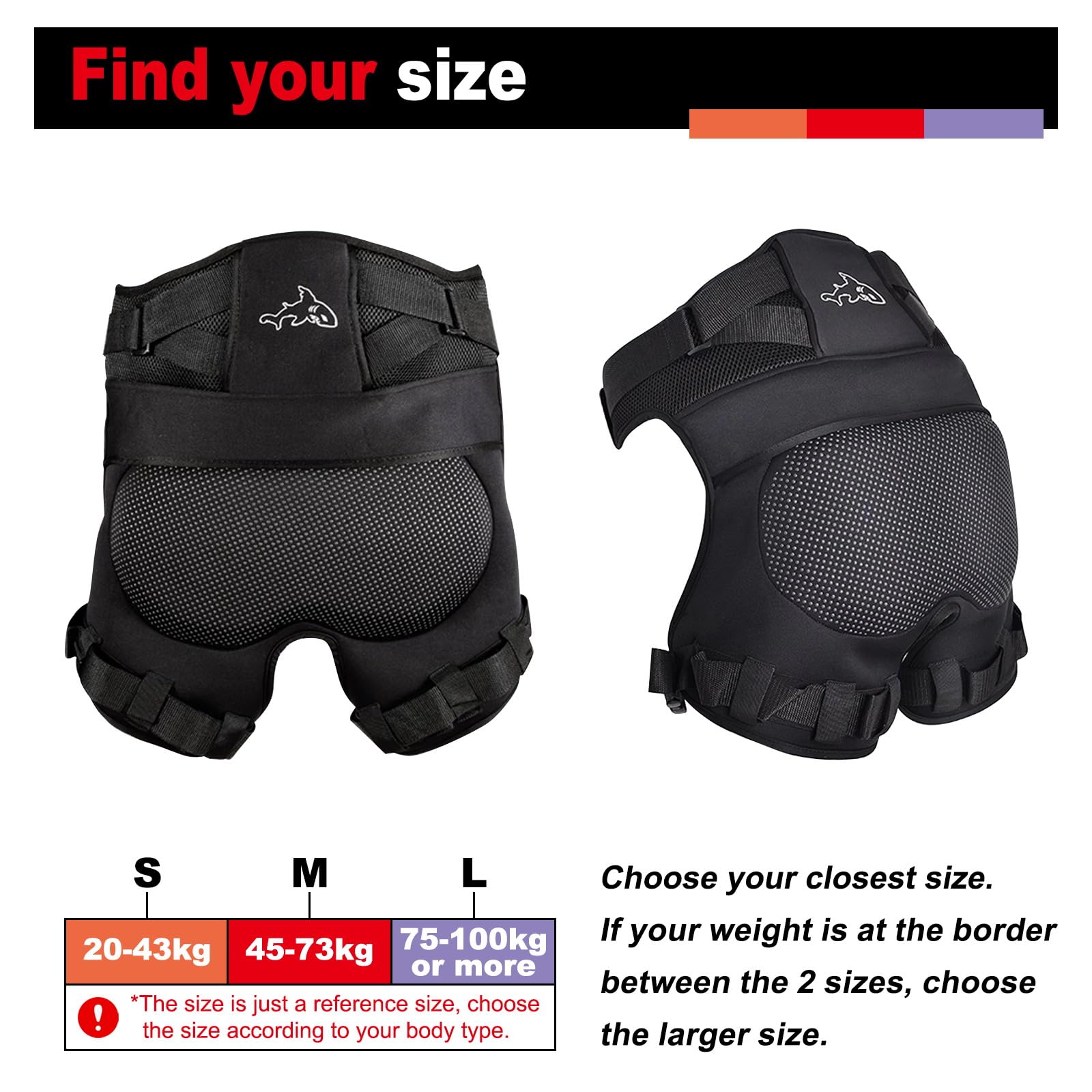 Gepolsterte Schutz-Shorts, Protektorenhose für Kinder/Jugend/Erwachsene, 3D Gepolsterte Shorts für Skateboarden, Snowboarden, Skaten, Rollschuhlaufen und Radfahren (L(75-100kg))