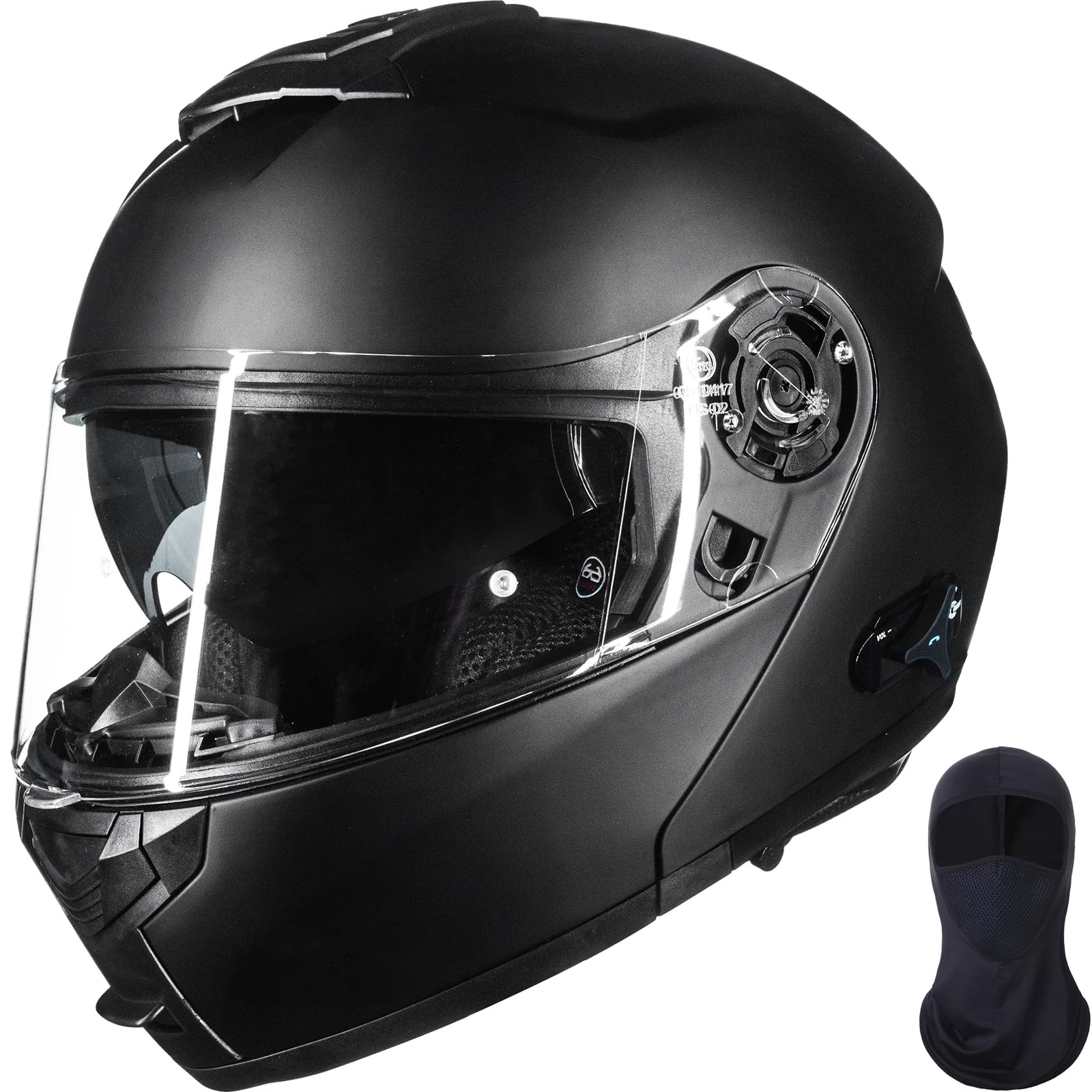 ILM Bluetooth Motorradhelm Klapphelm Modular Integralhelm Intercom für 2-3 Fahrer Doppelvisier mit Sturmhaube ECE22.06 Modell 159BT
