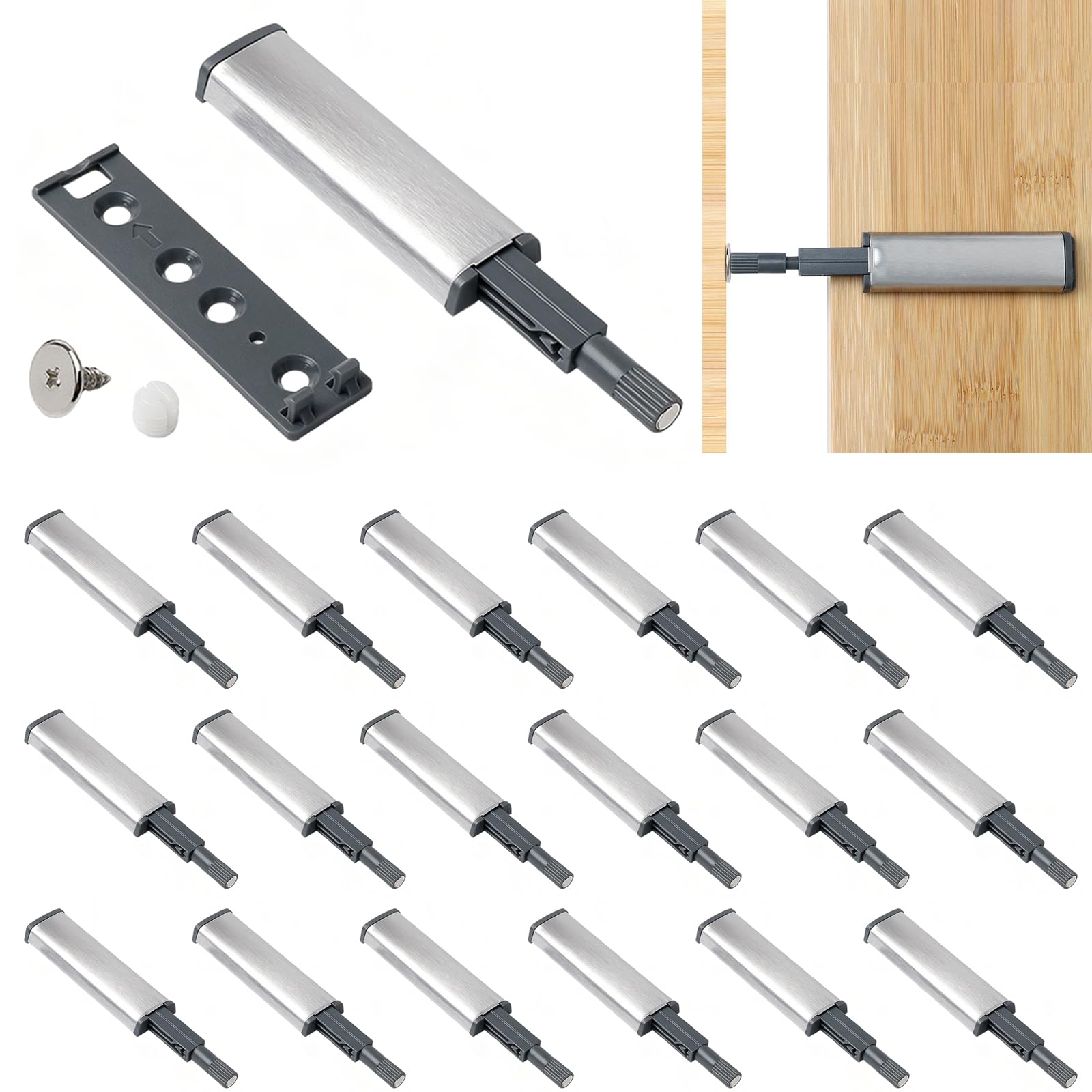 20PCS Push to Open Door Catches, Soft Close Magnetic Door Catch Magnetic Push to Open Latch Heavy Duty Cupboard Latches Cabinet Doors Damper for Cabinet Drawer Wardrobe Doors