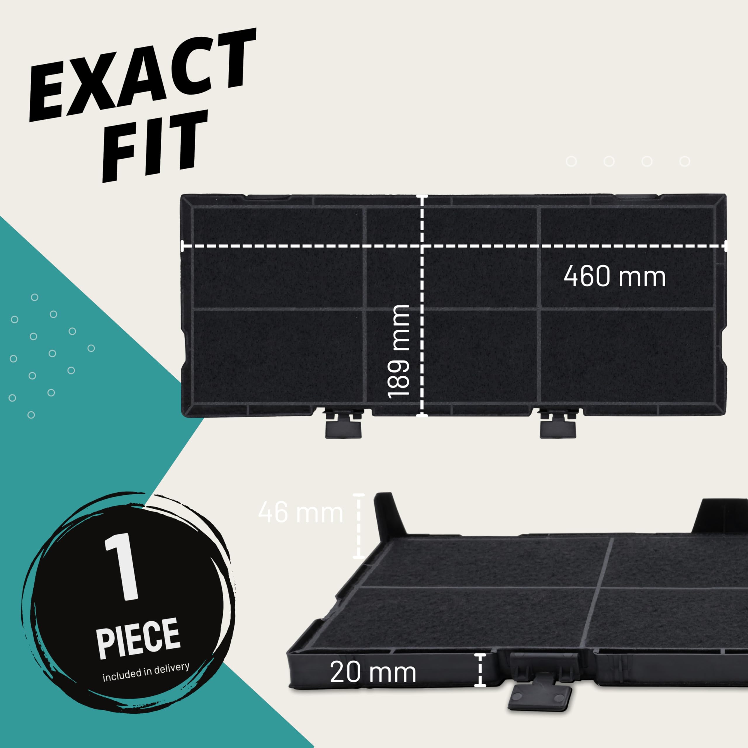 FilterBase® filtr z węglem aktywnym 1 sztuka pasujący do Bosch 11025806 DSZ4561, Siemens LZ45610 LZ45650 i Neff Z54TC02X0 — filtr do okapu kuchennego