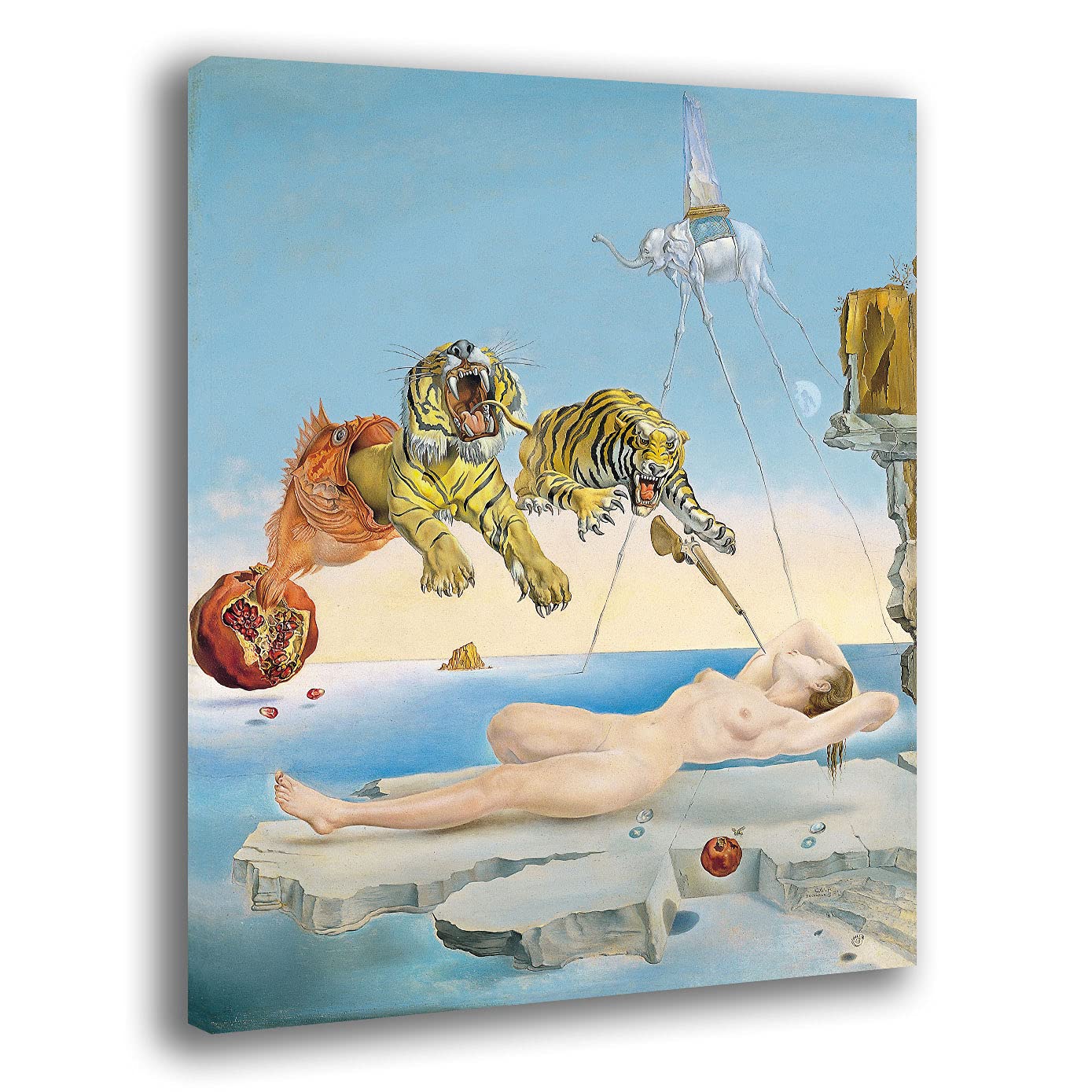 Quadro moderno DALI Salvador dalì Sogno volo ape tigre RIPRODUZIONE STAMPA SU TELA Quadri Moderni Moderno Astratto Arte Cucina Soggiorno Camera da letto printerland.it (50x70 cm)