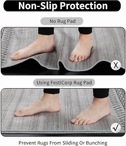 Miniatura 6 de FestiCorp Almohadillas antideslizantes para alfombras de 8 x 10 pies, con agarre antideslizante, para debajo de alfombras y suelos de superficie dura