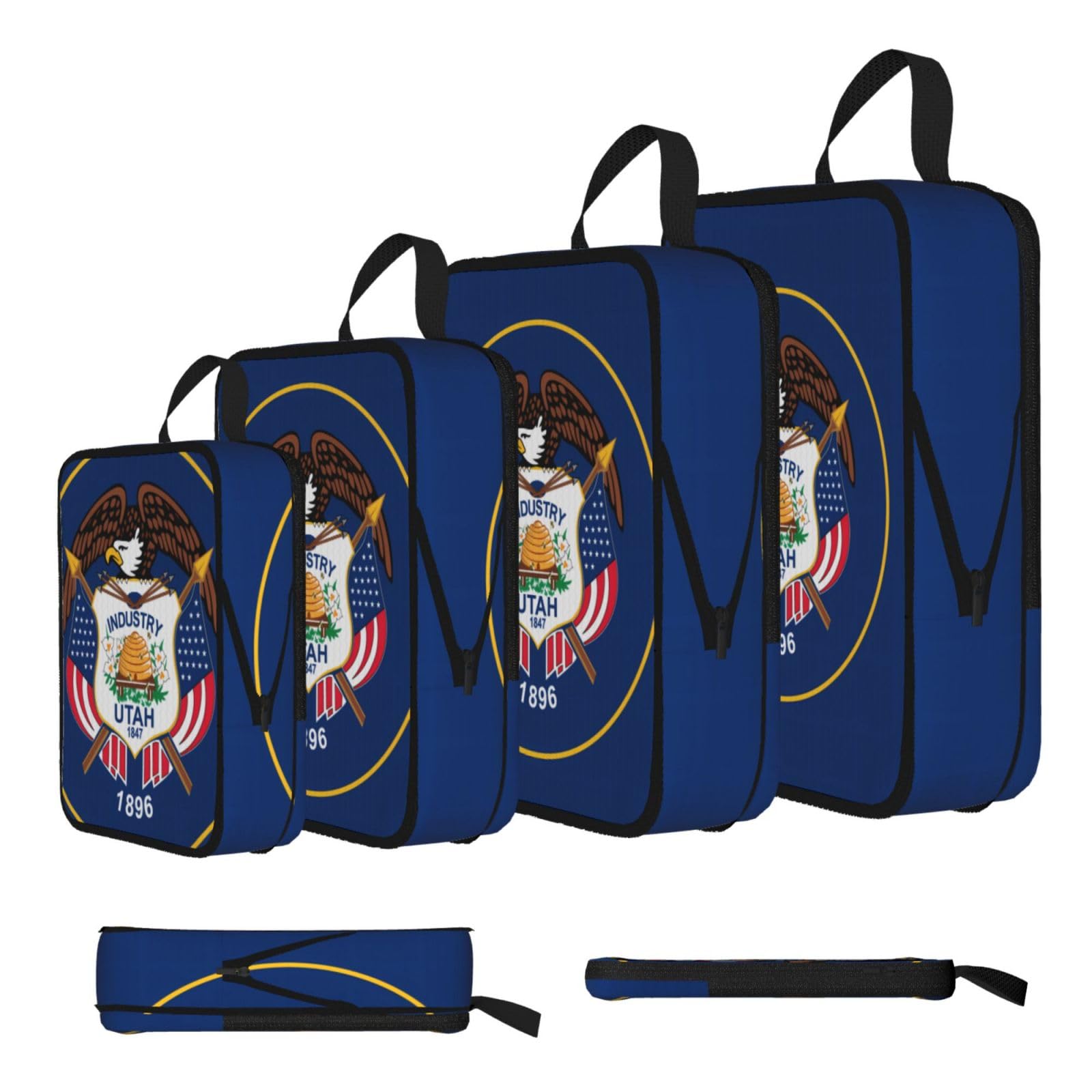 Sxzvvbn Black Utah Flag Compression Packing Cubes 4 Piece Set