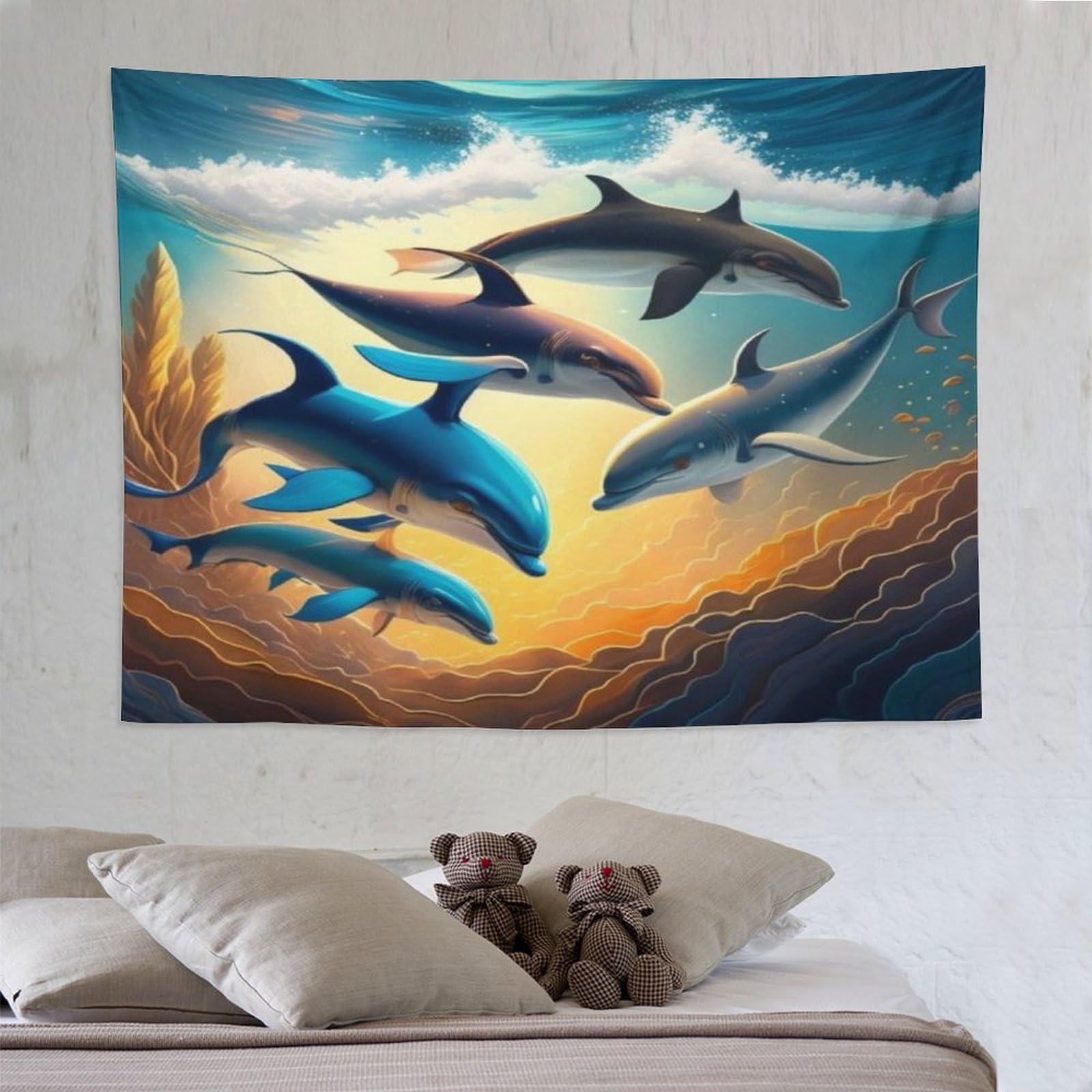 Tapisserie dauphin avec impression haute definition textile 150x200cm - 8