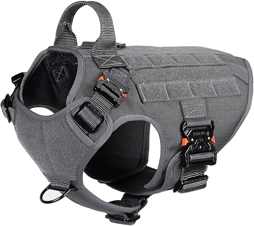 Miniatura 5 de ICEFANG Arnés táctico para perro con 4 hebillas de metal, chaleco, equipo para transportar carga, ligero y modular para perro con asa, sin correa de