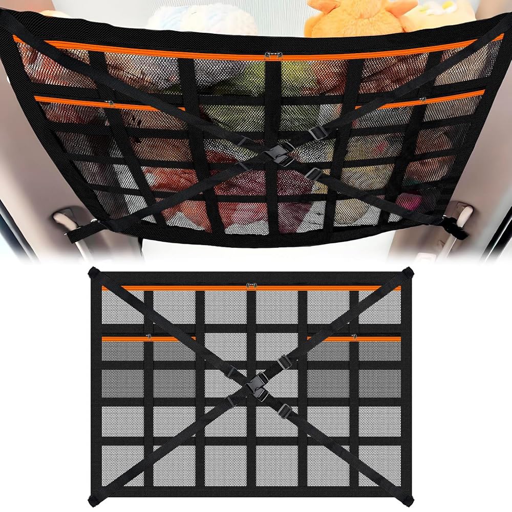 YDSTNiu 1 Pc Car Roof Storage Net for Škoda Octavia Kombi | Typ NX5 | Bj. ab 2019, Auto Ceiling Cargo Mesh Adjustable Interior Luggage Organiser Double-Layer Polyester
