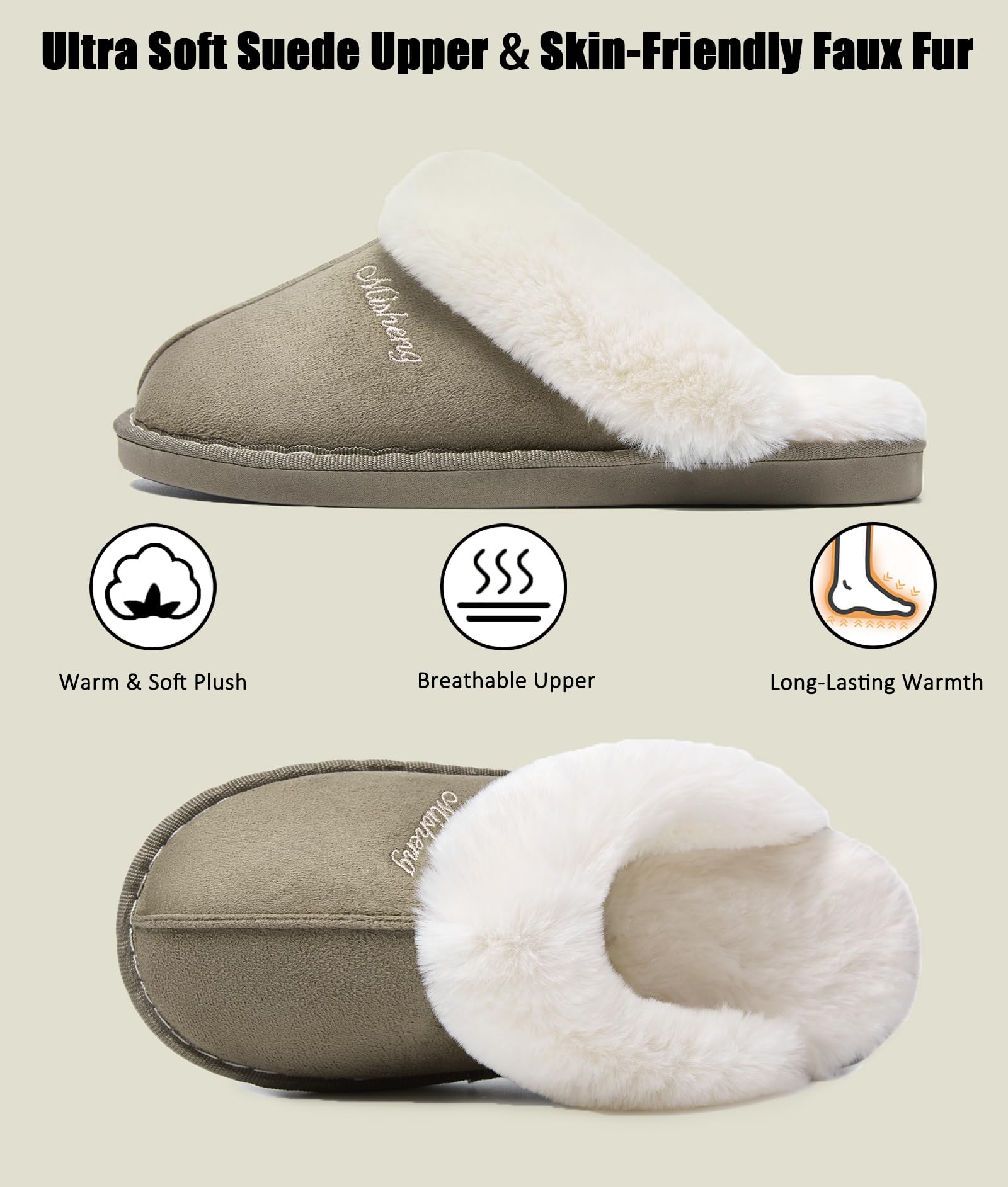 Coswind Pantofole Donna Uomo Invernali Peluche Ciabatte da Casa with Memory Foam Pelose Calde Comode Fluffy Antiscivolo Autunno Interno Esterno
