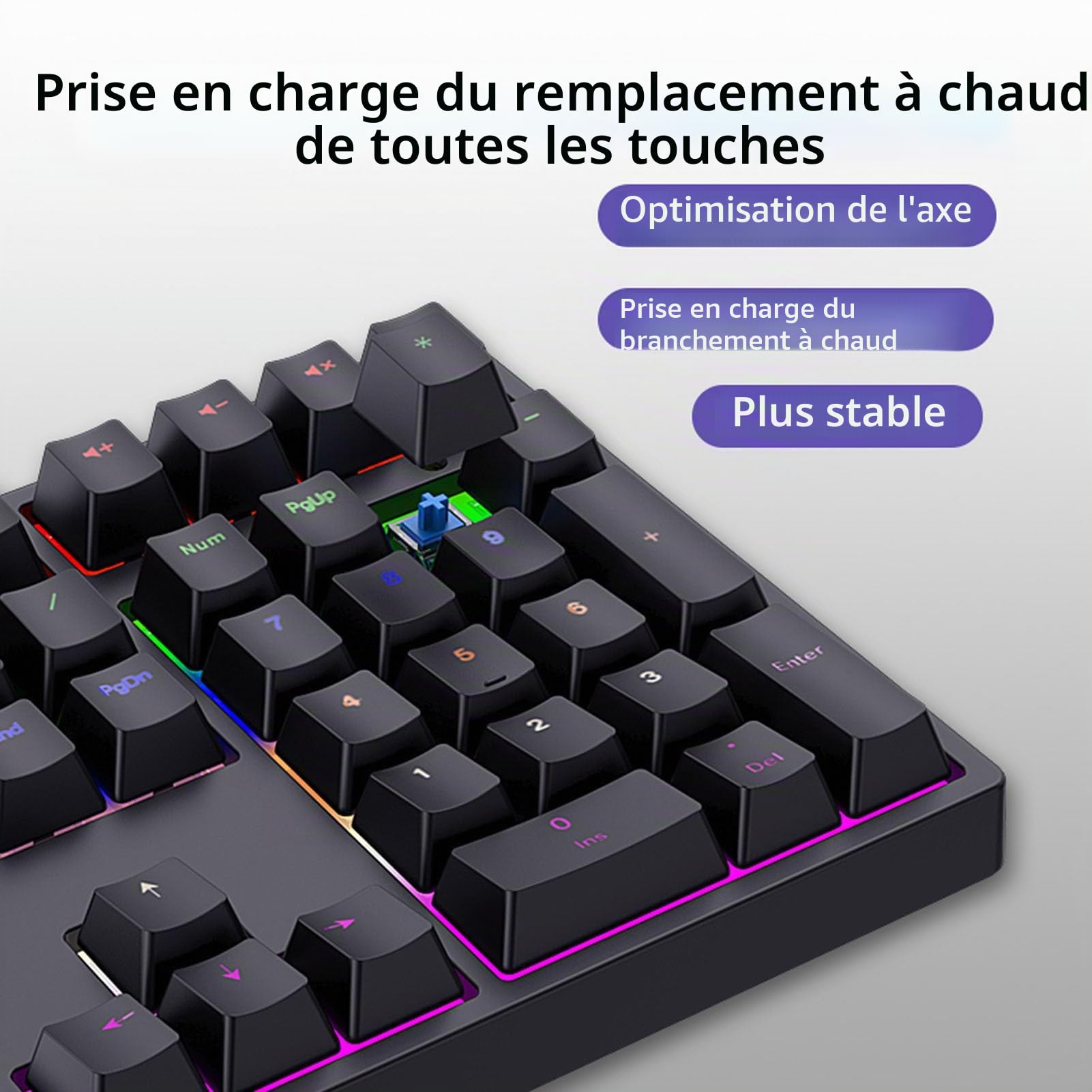 Zunate Pavé Numérique Mécanique USB C 34 Touches, Rétroéclairage RVB, Commutateurs Bleus, Clavier Numérique Externe pour Ordinateur Portable, PC