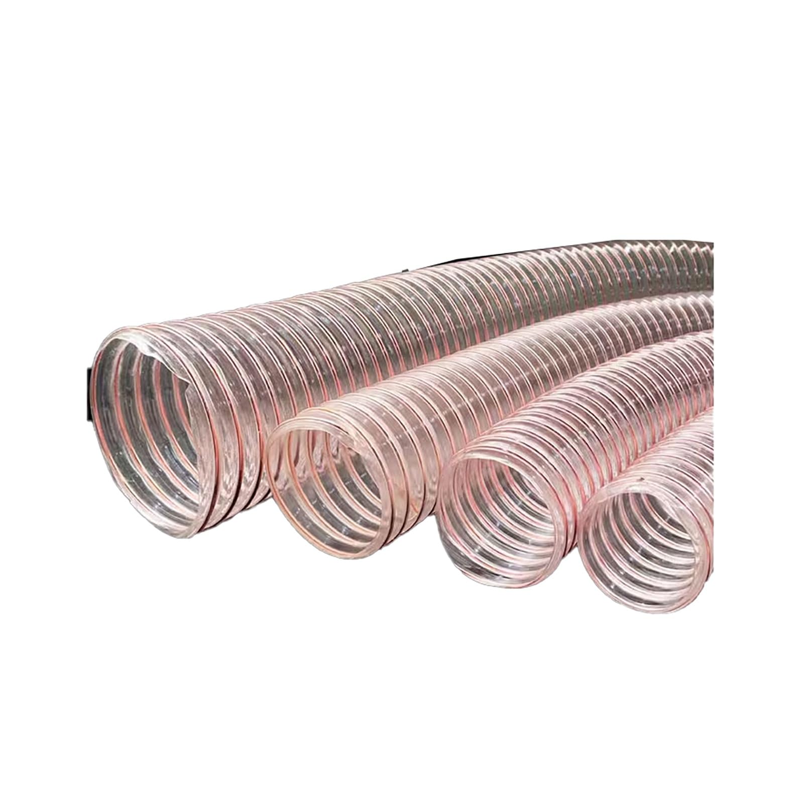 Manguera de recogida de polvo resistente, manguera de vacío flexible transparente con hélice de alambre reforzado, diseño anticolapso para sistemas de polvo de carpintería