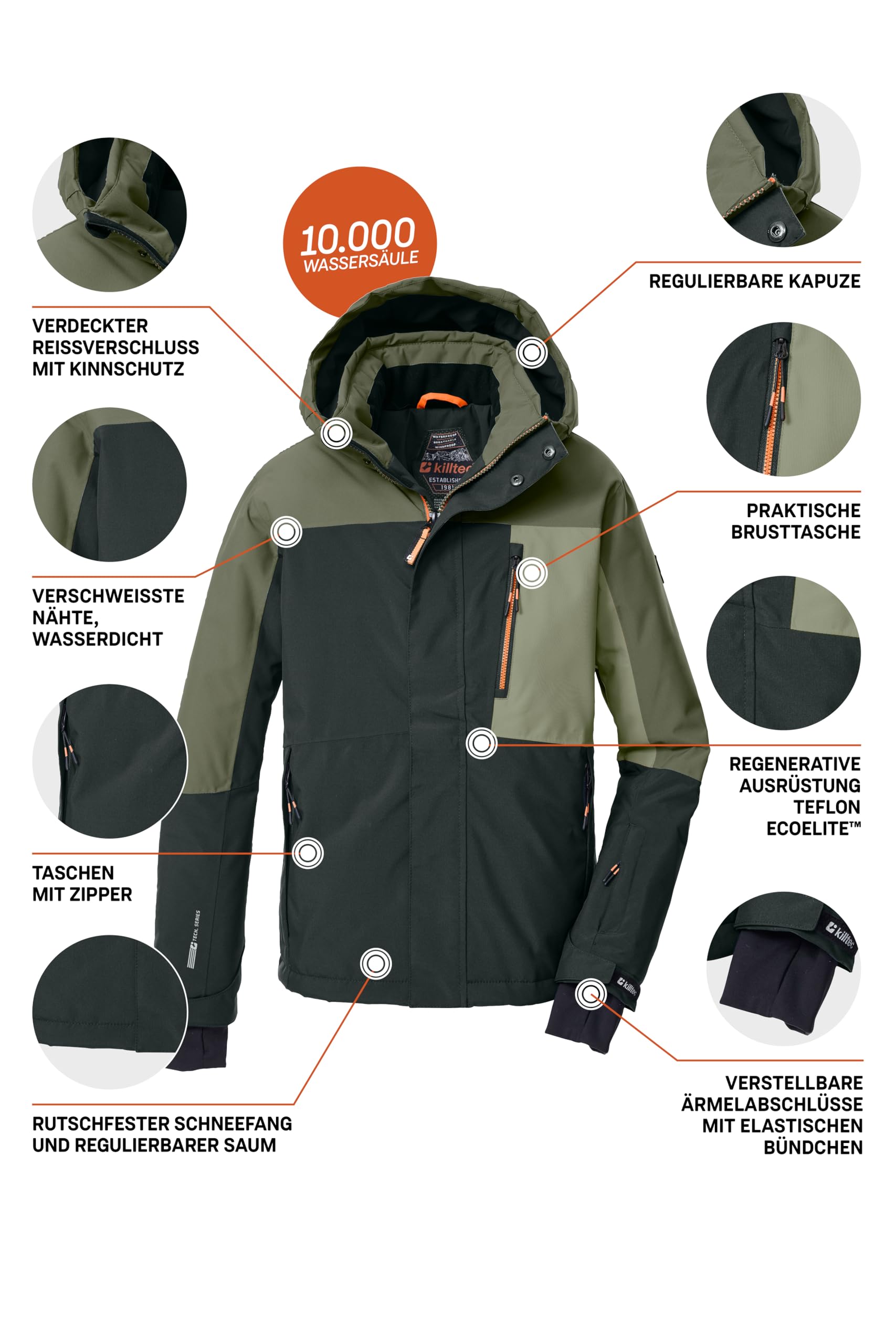 Killtec Jungen Ksw 200 Bys Ski Jckt Skijacke/Funktionsjacke mit Kapuze und Schneefang (1er Pack)