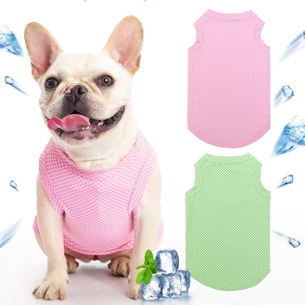 Dog Cooling Shirt 2 Packs - Soft Breathable Instant T Shirts, Comfortable Summer Clothes Vest, Absorb Water and Evaporate Quickly for Dogs Cats Puppy