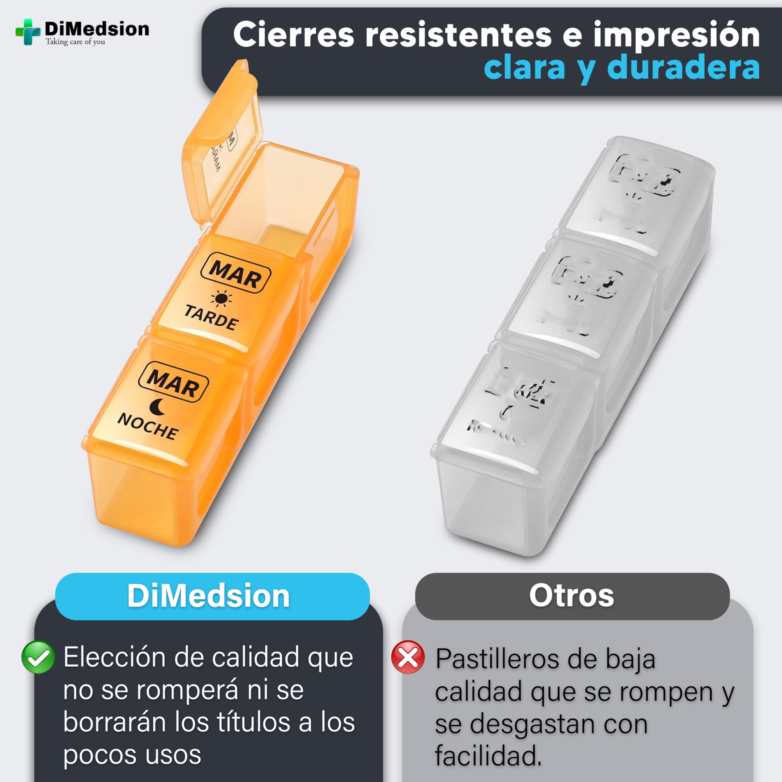 Pastillero Semanal 3 Tomas Español con cortador de pastillas | Pastillero Semanal 3 Tomas, Pastilleros Semanales 3 Tomas con Organizador Medicamentos, Caja para Medicamentos (Negro)