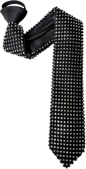 Rhinestone Necktie for Men Shine Sparkle Artificial Diamonds Tie Adjustable Neck Tie