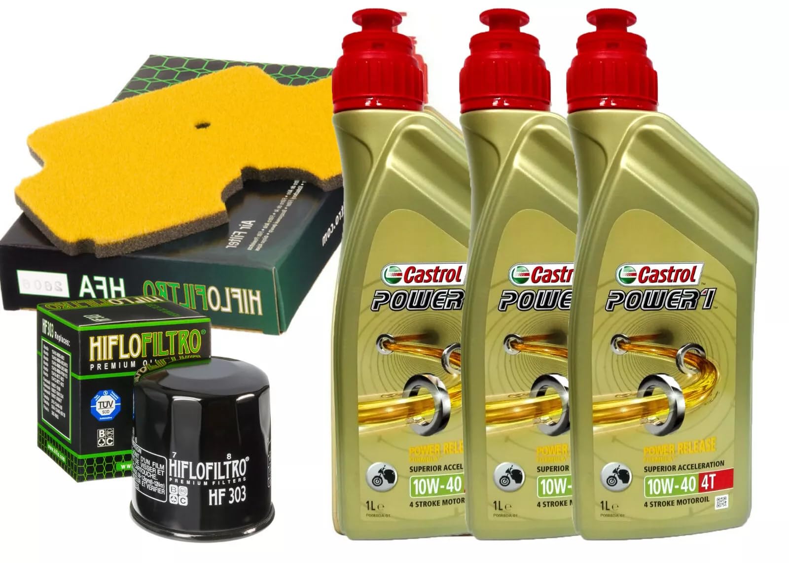 Kit Manutenzione compatibile con Kawasaki ER-6N 650 2006, Olio 10W40 4T, Filtro Olio HF303, Filtro Aria