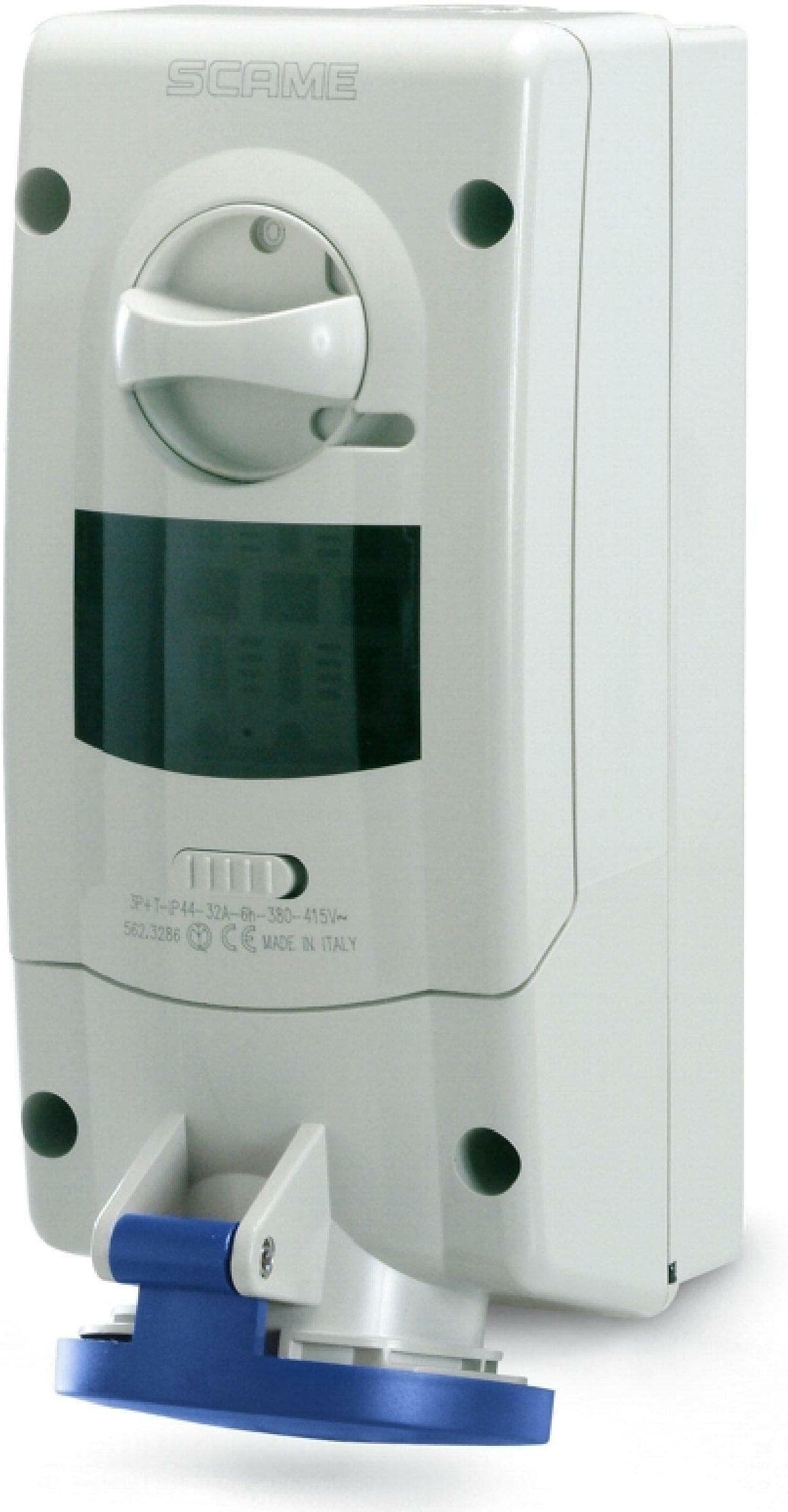 SCAME PARRE 562.1683 Wall Angled Socket, 2p + t 16 a 6h ip44, with Fuse, Blue