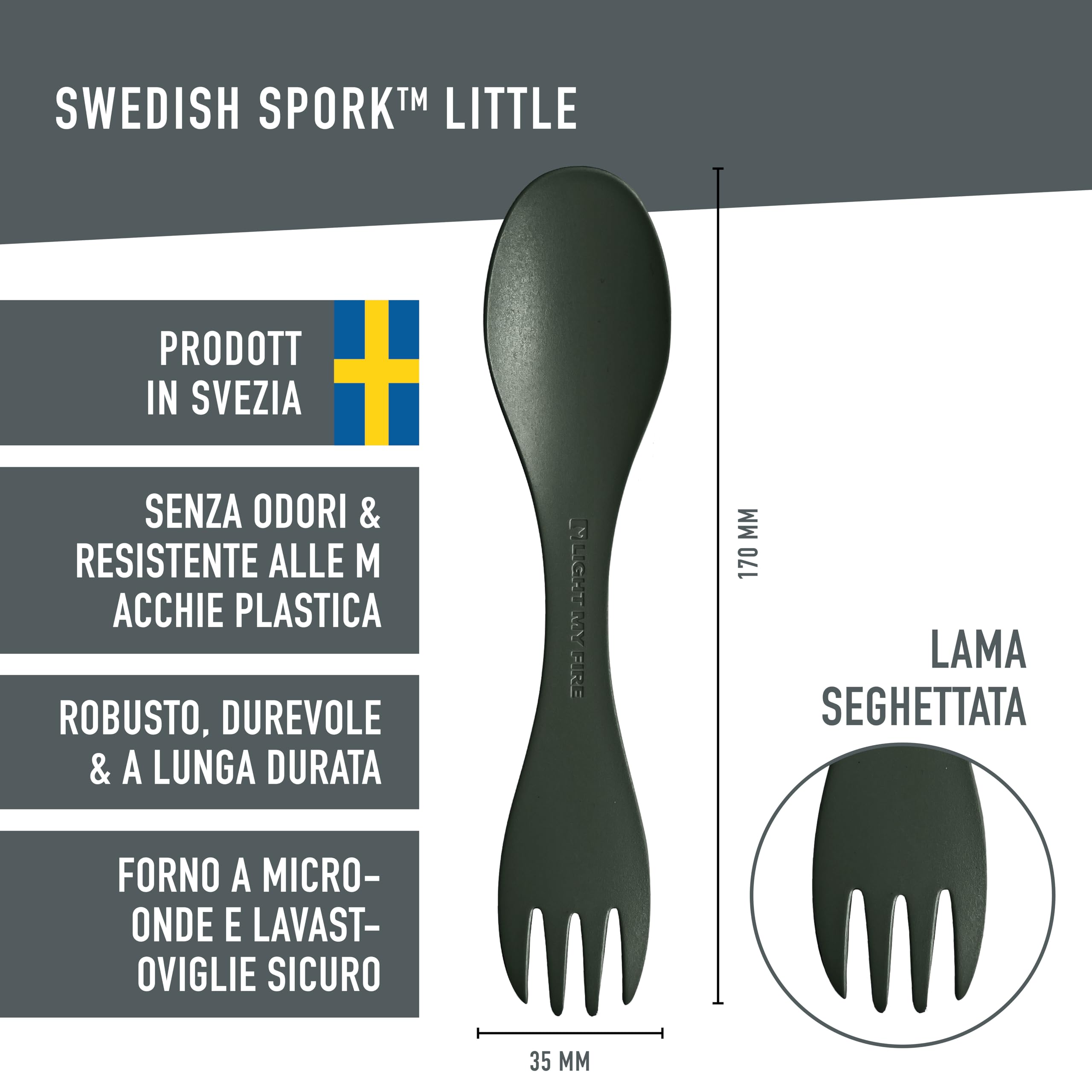 Swedish Spork Little 2-Pack - Posate da campeggio per Bambini Combo Forchetta Cucchiaio Portatile 2 in 1 Posate Riutilizzabili da Viaggio (2pack Little SageGreen/Cream)