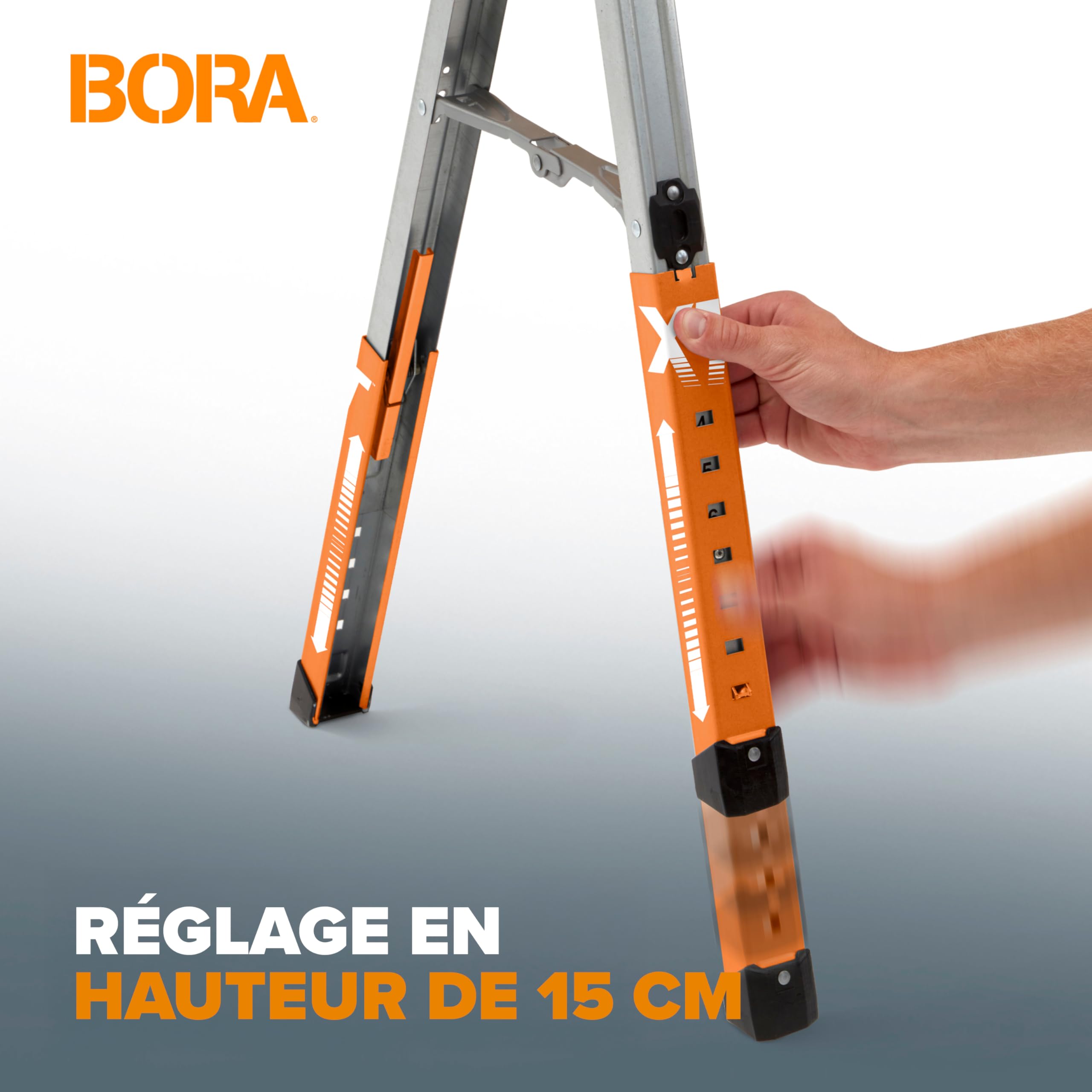 BORA Portamate Speedhorse XT PM-4550T Lot de 2 chevalet de sciage à hauteur réglable de 76,2 à 91,4 cm, dessus en métal pour 5,1 x 10,2 cm, pour entrepreneurs et charpentiers, orange