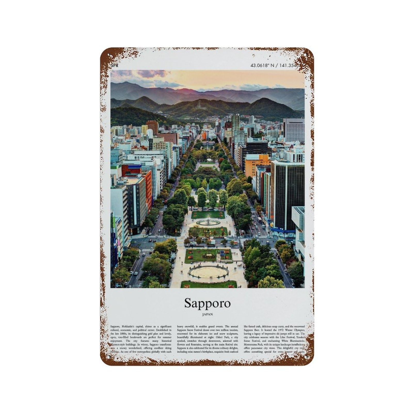 xiaoxiaoshen Sapporo Japan City Scenery Wall Decor Art Metal Tin Poster Modern Home Decor Art Home Bar Shop Decorations Vintage Sign 30x20cm