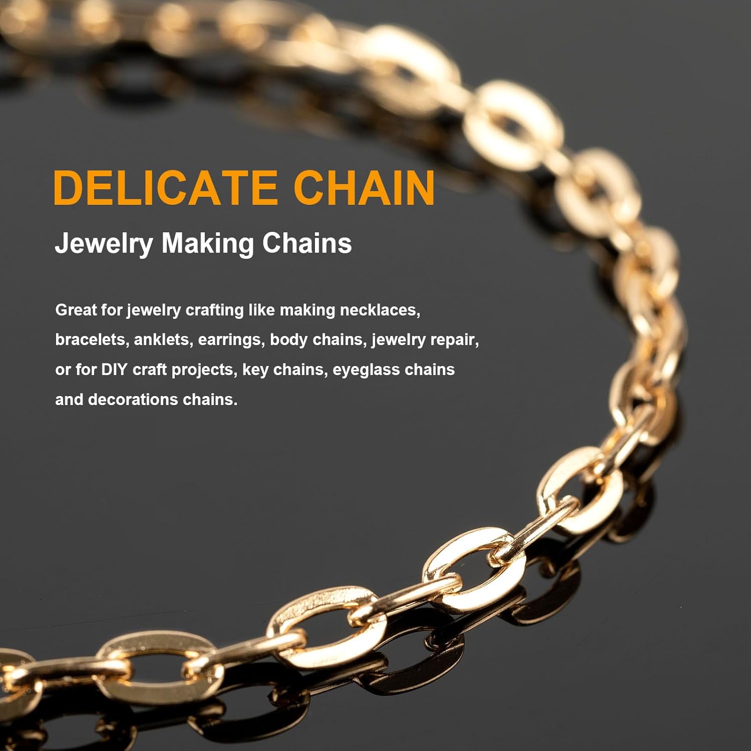 32.8 FT/10M Gold Jewelry Chains for Making Jewelry Craft Finding Supplies Flat Paperclip Chain Roll Soldered Iron Chains for Necklace Bracelet Making with Clasps - Image 4
