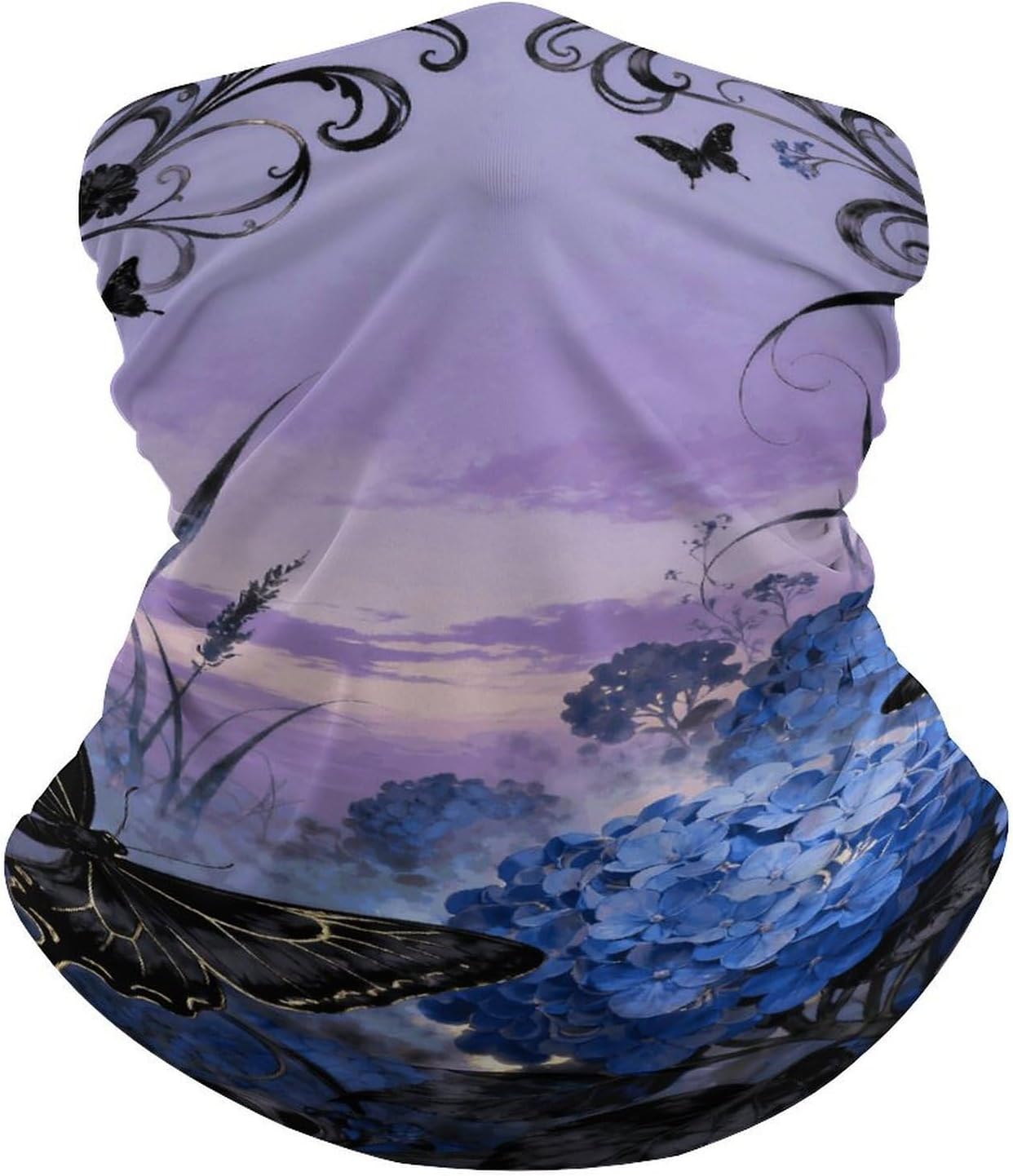 Sun UV Protection Neck Gaiter Upf 50+ Balaclava Ski Swallowtail Hydrangea Face Mask Summer Face Cover Scarf Breathable Bandana for Fishing Hunting Kayaking Hiking Cycling Outdoor Activities