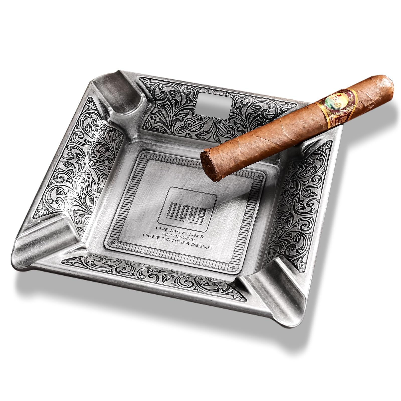 Amazon.co.jp: Hancigar 葉巻灰皿 4スロット 金属製 大型 シガレット