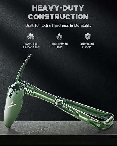 Miniatura 28 de DARTMOOR Mini pala plegable de acero de alto carbono, portátil, ligera, táctica al aire libre, supervivencia plegable, mini pala, herramienta