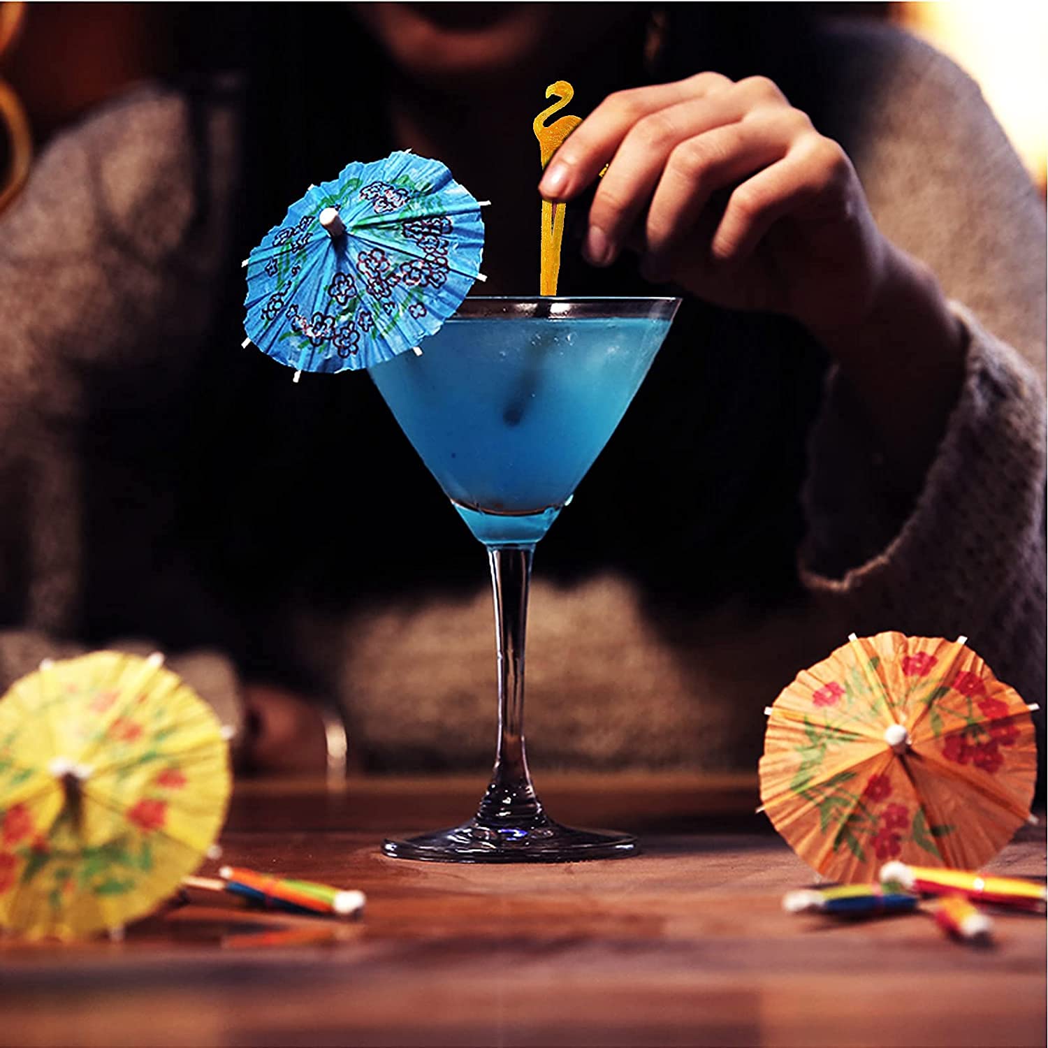 60 Parasols Cocktail En Papier - Décoration Fête été, Hawaïenne - Pour Boissons, Desserts, Cupcakes