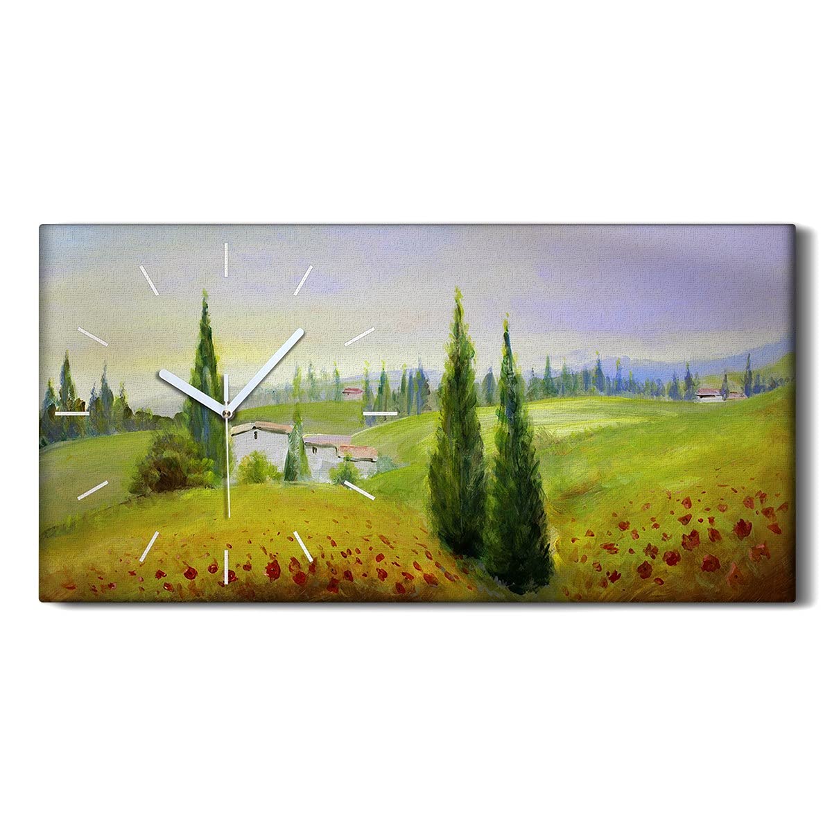 Horloge sur toile art moderne 60x30cm tableau paysage pour décoration salon