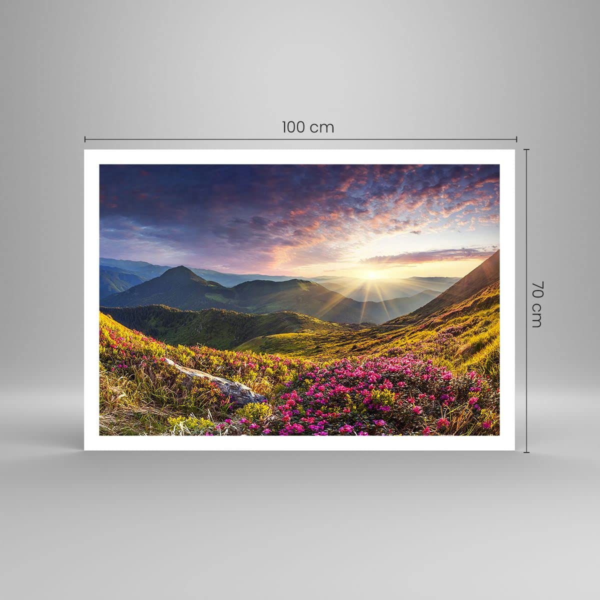ARTTOR Affiche Decoration Murale Moderne Poster Sans Cadre 100x70cm Montagnes Prairie Fleurs Deco Affiches Murales Wall Art Design Tableau Decoration
