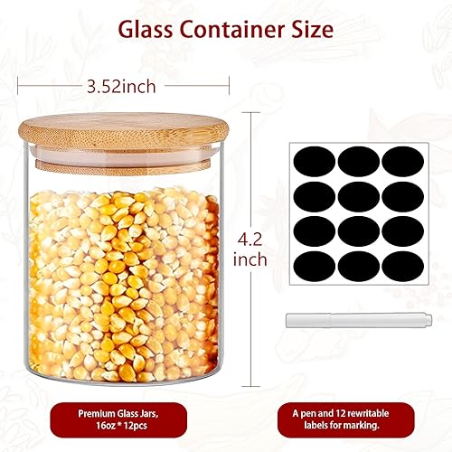 Miniatura 9 de SLifeJars - Tarros de vidrio de 32 onzas con tapas de bambú, 8 recipientes de almacenamiento de alimentos de vidrio con tapas herméticas de bambú,