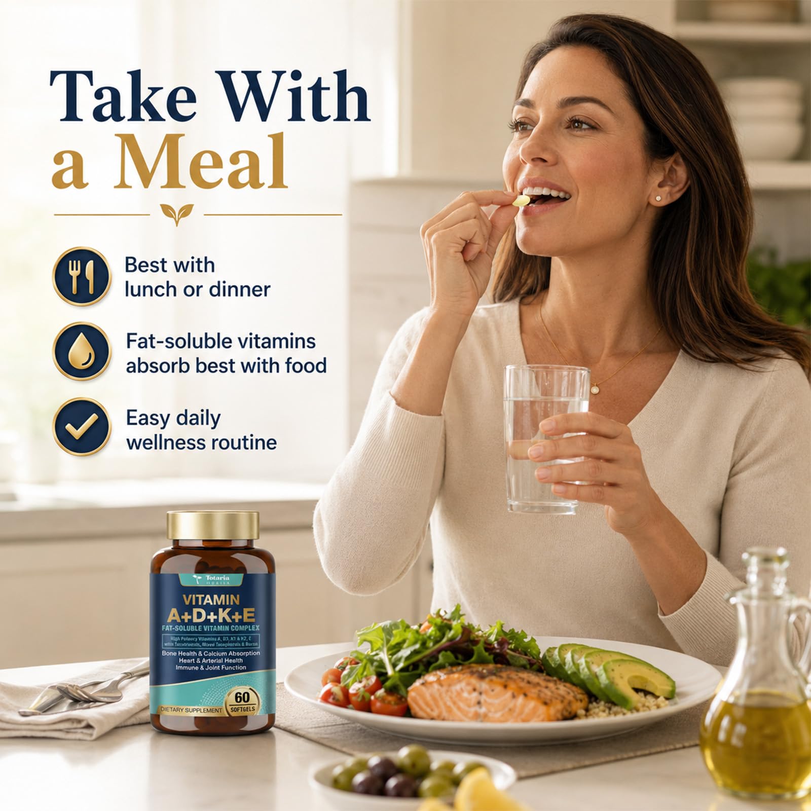 Totaria Vitamins A-D-K-E Softgels Supplement, 5000 IU VIT D3 with Vitamins A, E (Tocopherols & Tocotrienols), K (K1 + K2) - Full Spectrum Vitamin E for Heart, Bone Health and Immune Support — Amazon image 7