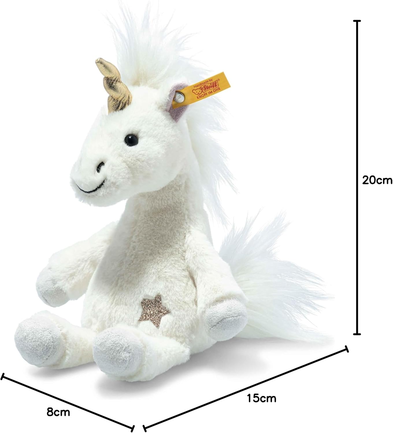 Steiff Handcrafted Since 1880 Premium Plush Dangling Stuffed Animal - 8" Unica Unicorn