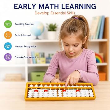 Abacus, Kids Abacus for Math Learning, Montessori Counting Toy for Preschool Toddlers, Educational Arithmetic Learning Tool with Smooth Sliding Beads, Durable ABS Plastic Classroom Homeschool Toy