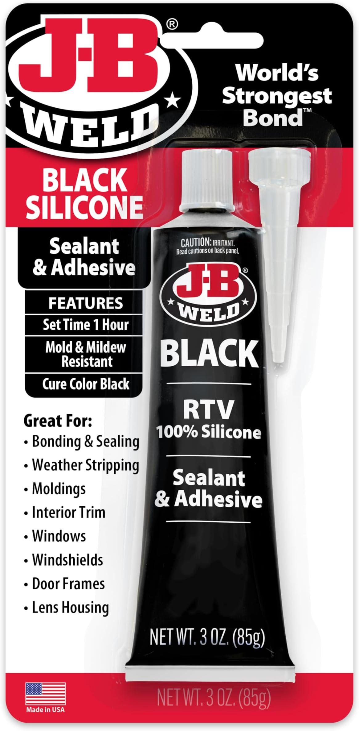 J-B Weld 31319 Black RTV Silicone Sealant and Adhesive - 3 oz.