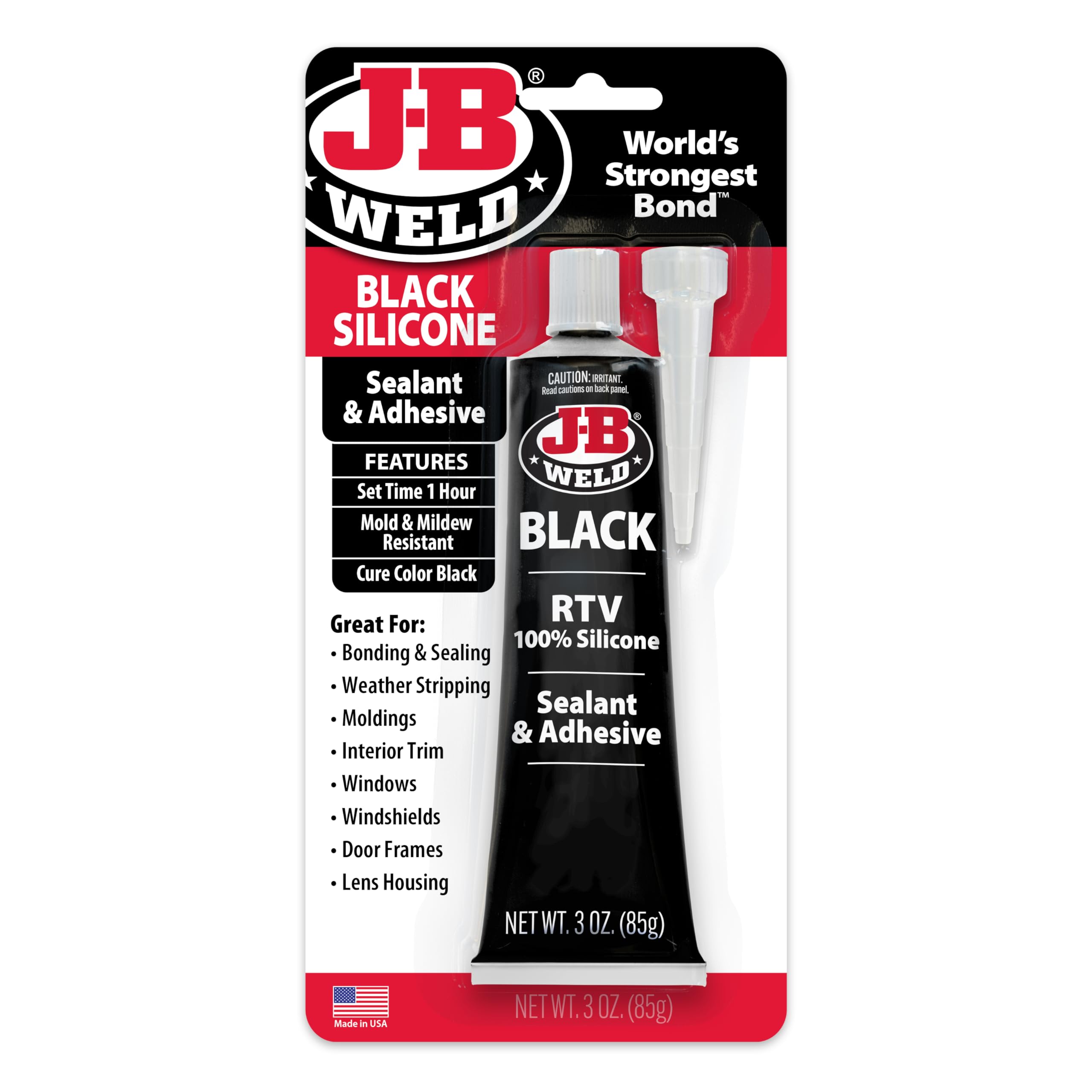 J-B Weld 31319 Black RTV Silicone Sealant and Adhesive - 3 oz.