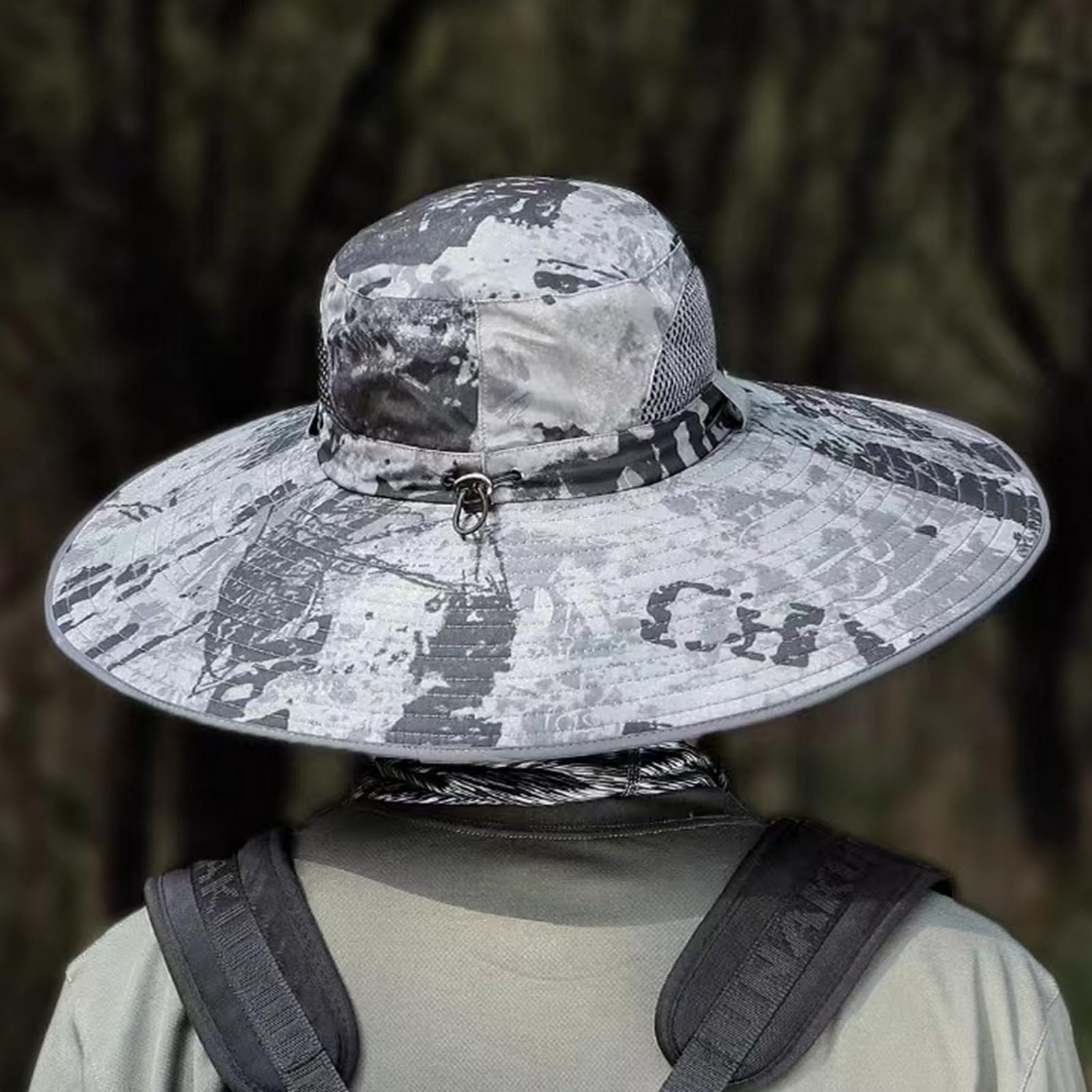 Cappello Pescatore Uomo da Sole Estivo per Escursionismo, Protezione Pesca A Tesa Larga 15 Cm