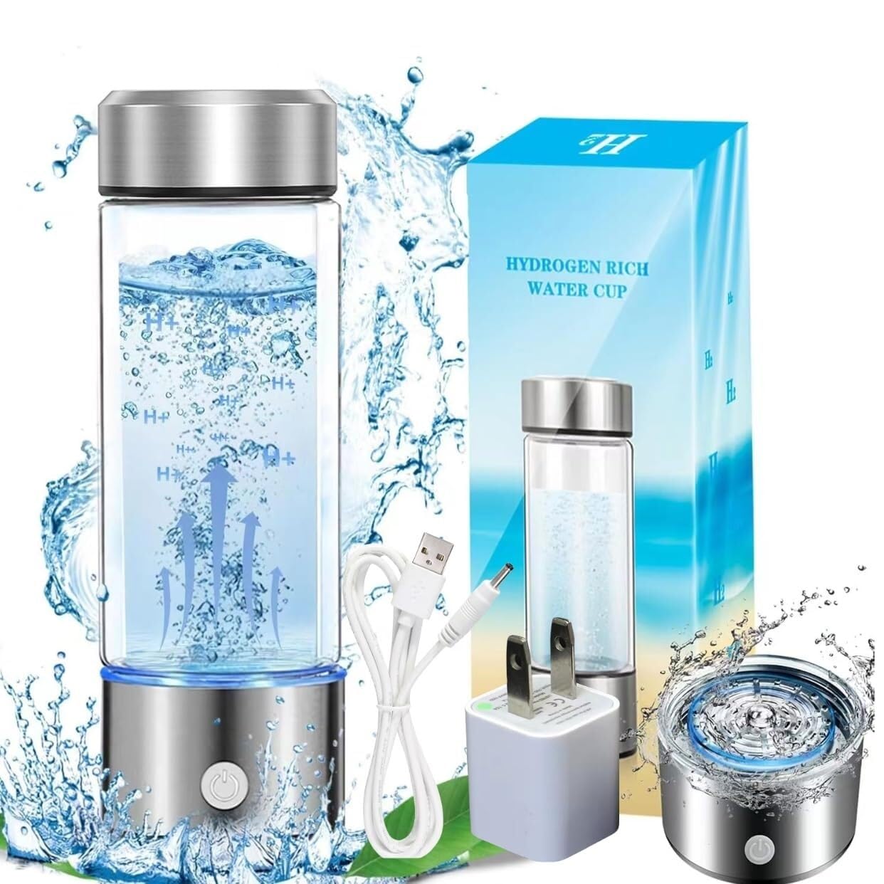 Bouteille D'eau Hydrogène Générateur 460 Ml - Silber - Portable Avec Tube D'absorption USB