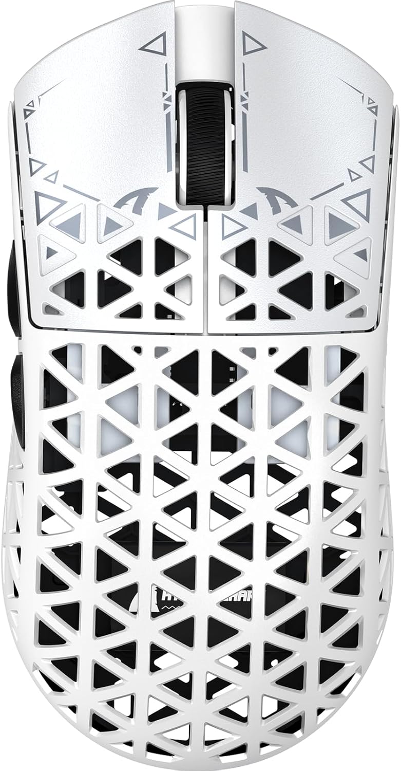 ATTACK SHARK R5Ultra 8K Carbon Fiber Wireless Gaming Mouse with 42000 DPI -PAW3950 MAX Sensor -39g Ultra-Lightweight-Nordic 52840 MCU Chip-Wired/BT/2.4GHz Wirelss Programmable Mouse for PC/Mac (White)