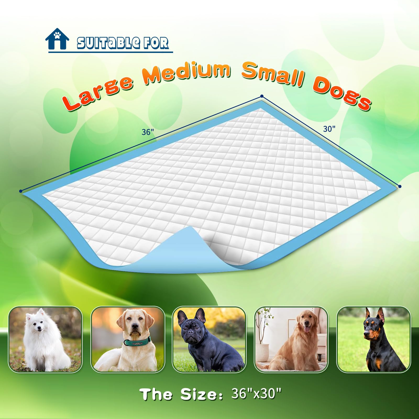 Almohadillas de entrenamiento para perros y cachorros, XL de 30 x 36 pulgadas, 150 unidades, almohadilla de 5 capas, también se puede utilizar con gatos, gatitos, animales pequeños, pitones y otros.